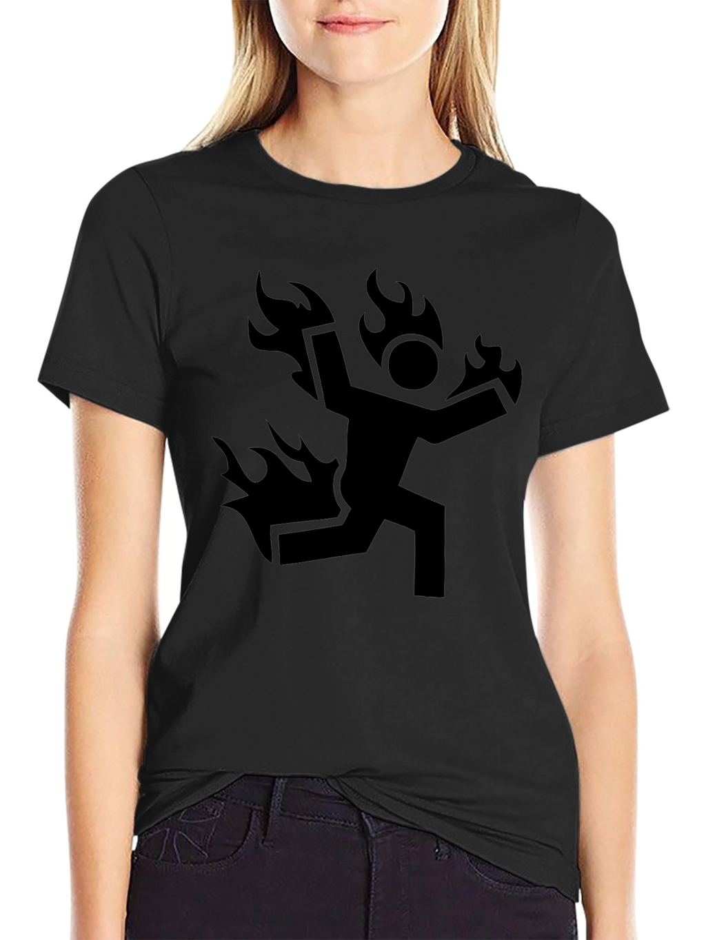 Burning Man Graphic Tee - Black Cotton Casual T-Shirt