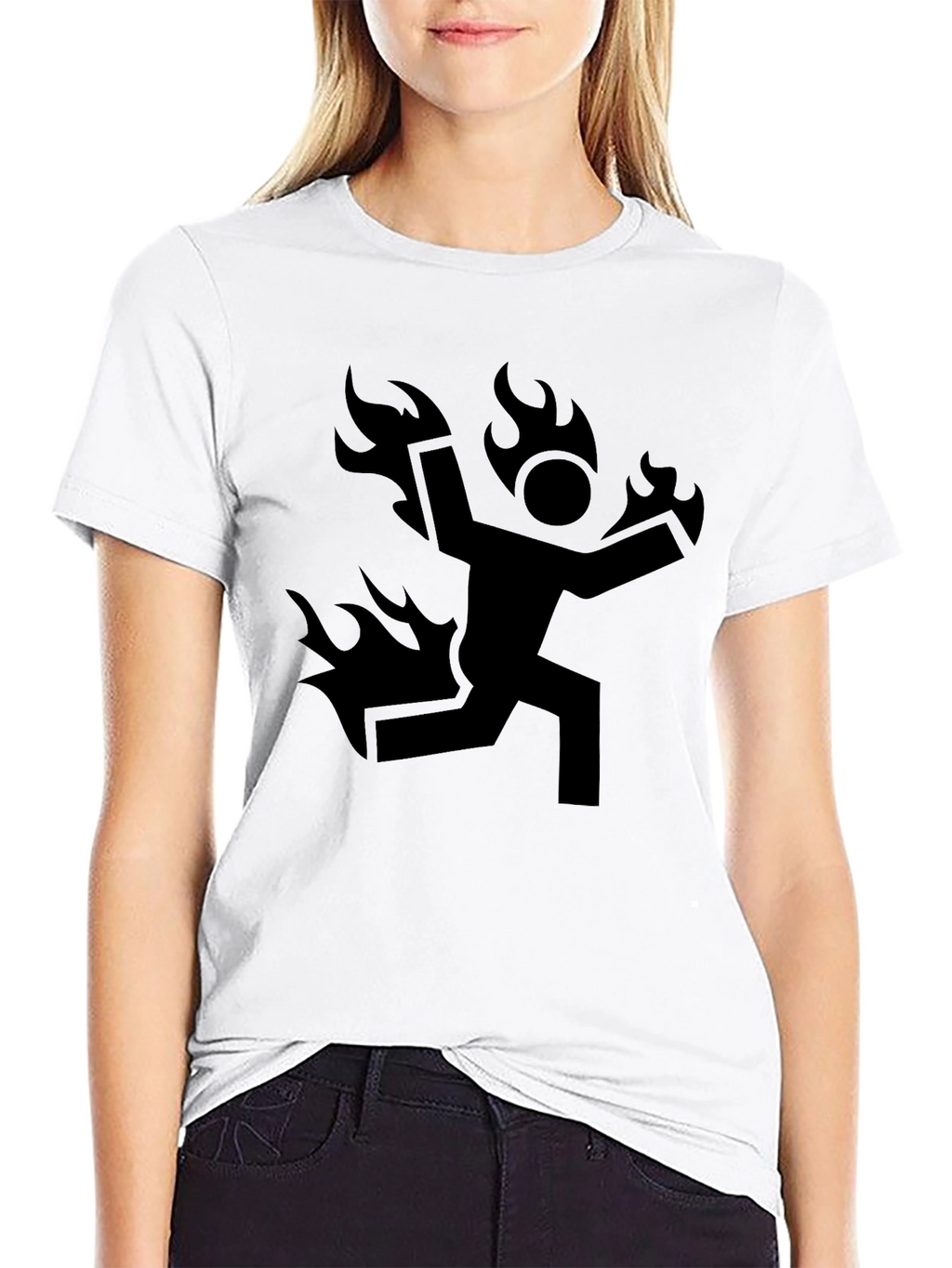Burning Man Graphic Tee - Black Cotton Casual T-Shirt