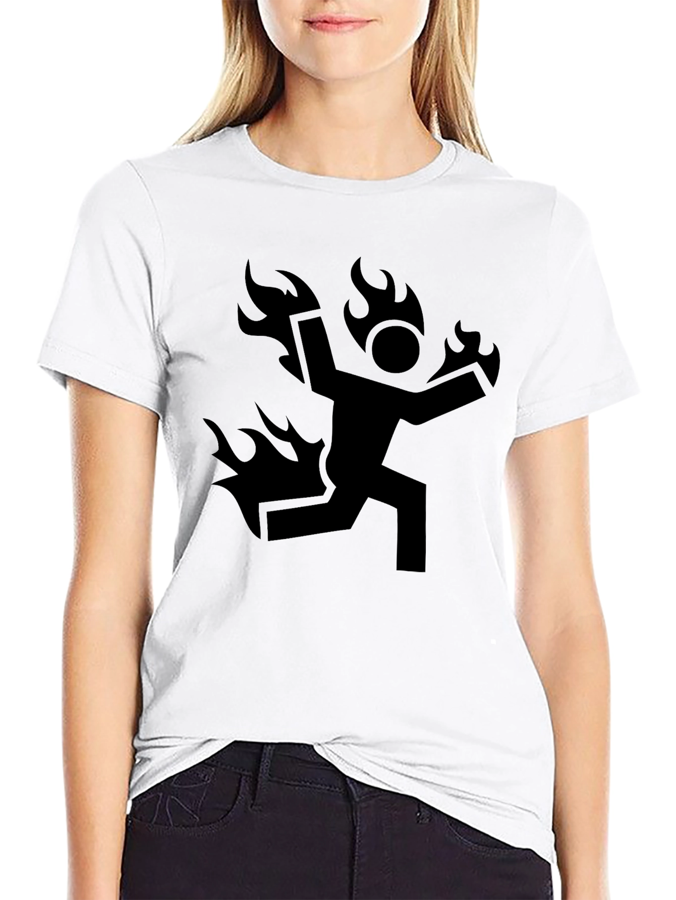 Burning Man Graphic Tee - Black Cotton Casual T-Shirt