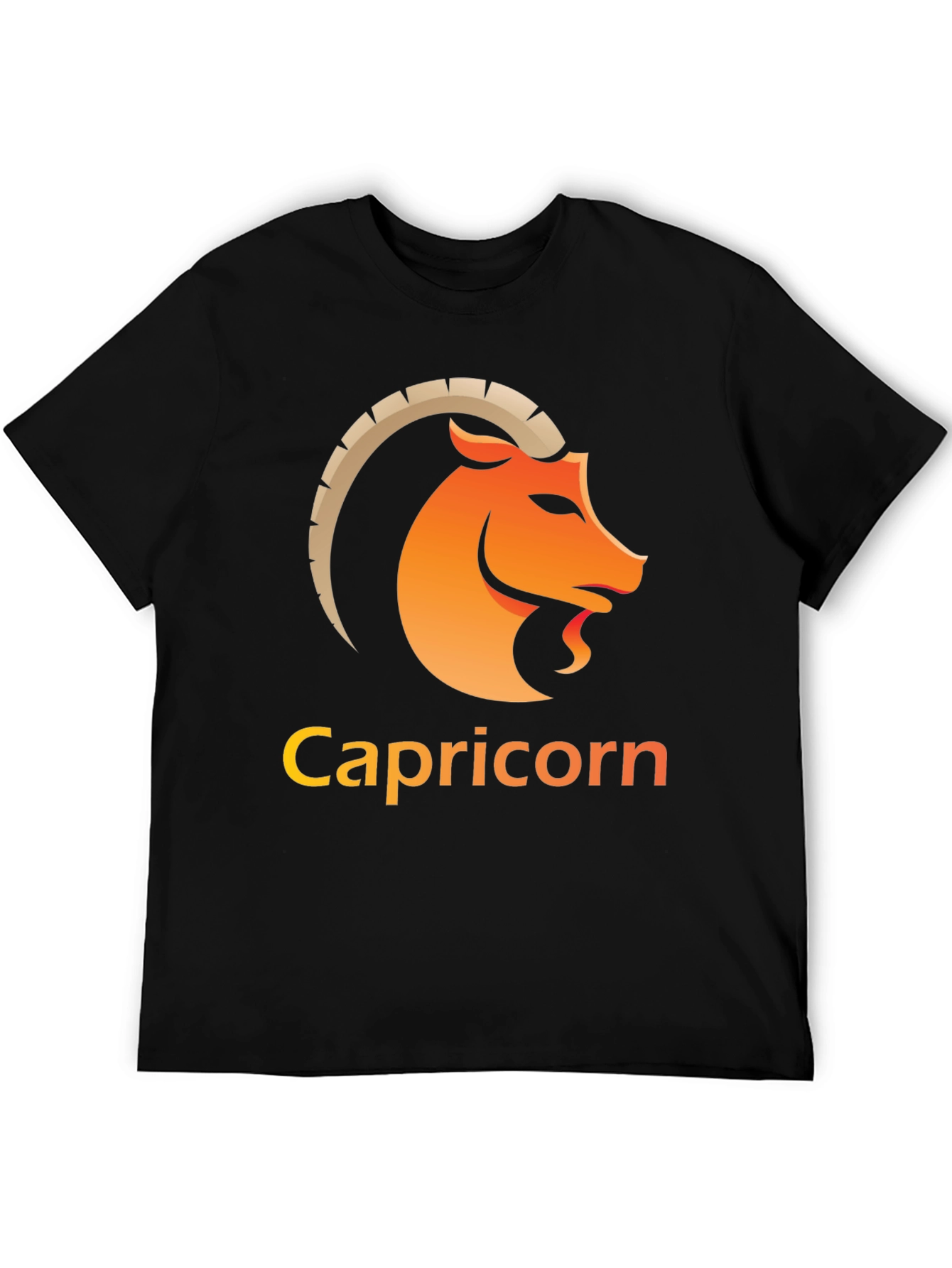 Capricorn Zodiac Graphic Tee - Black Cotton Blend Shirt
