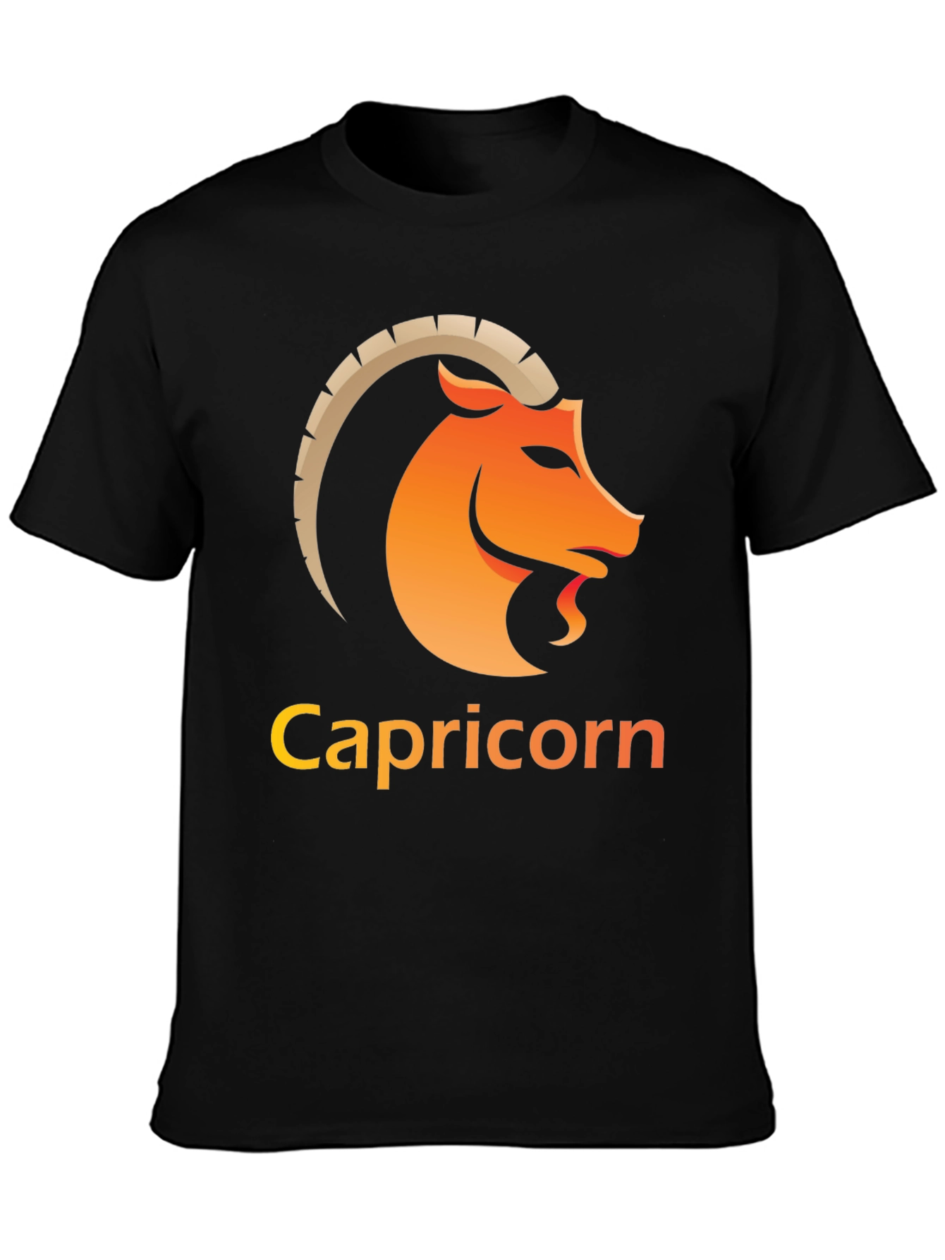 Capricorn Zodiac Graphic Tee - Black Cotton Blend Shirt
