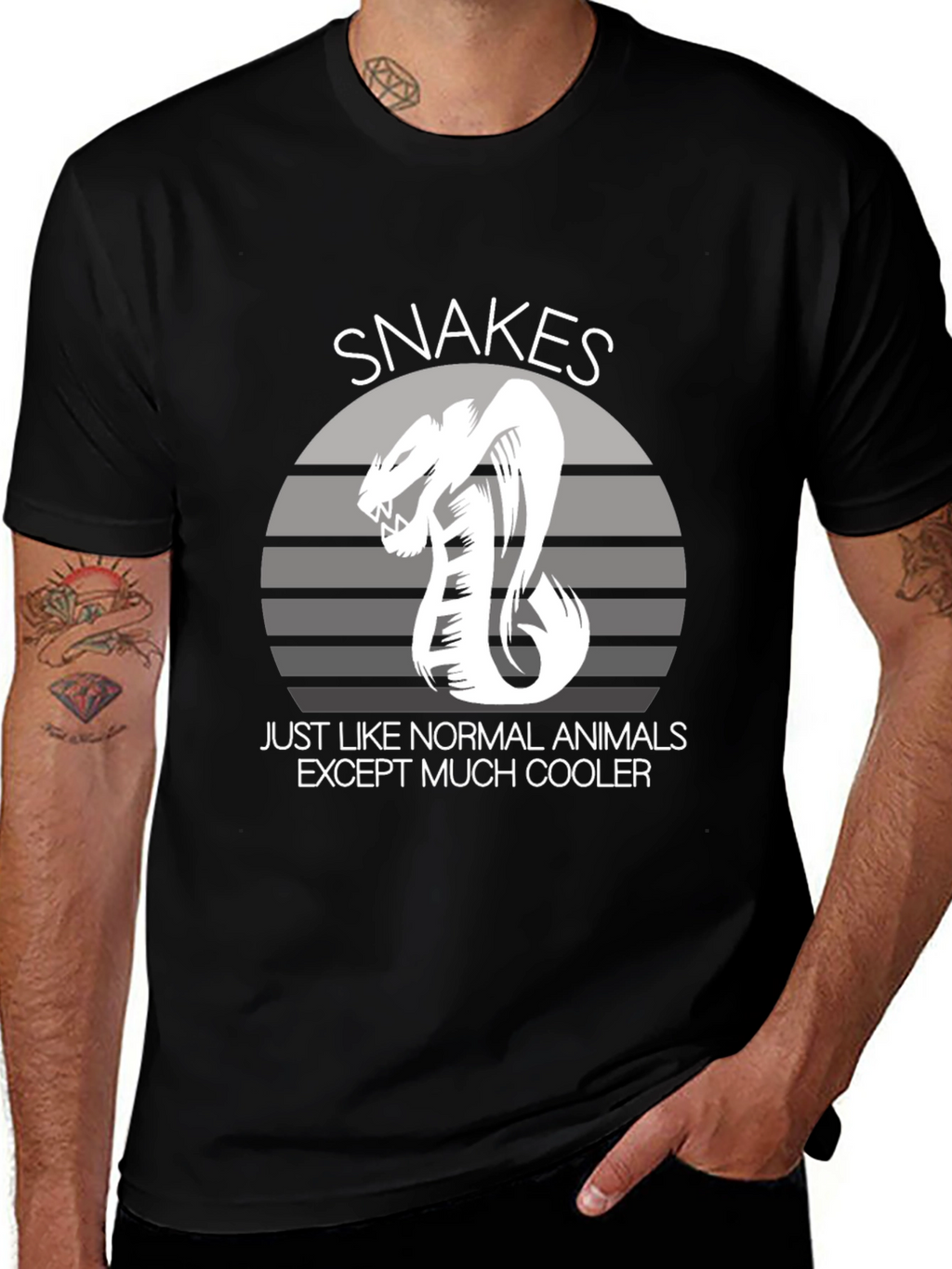 Snakes Cooler Animal Graphic Black T-Shirt
