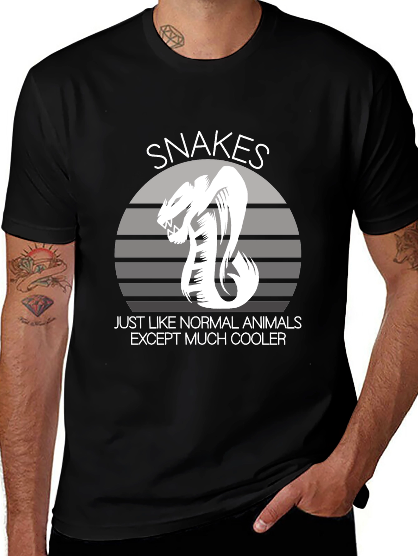 Snakes Cooler Animal Graphic Black T-Shirt