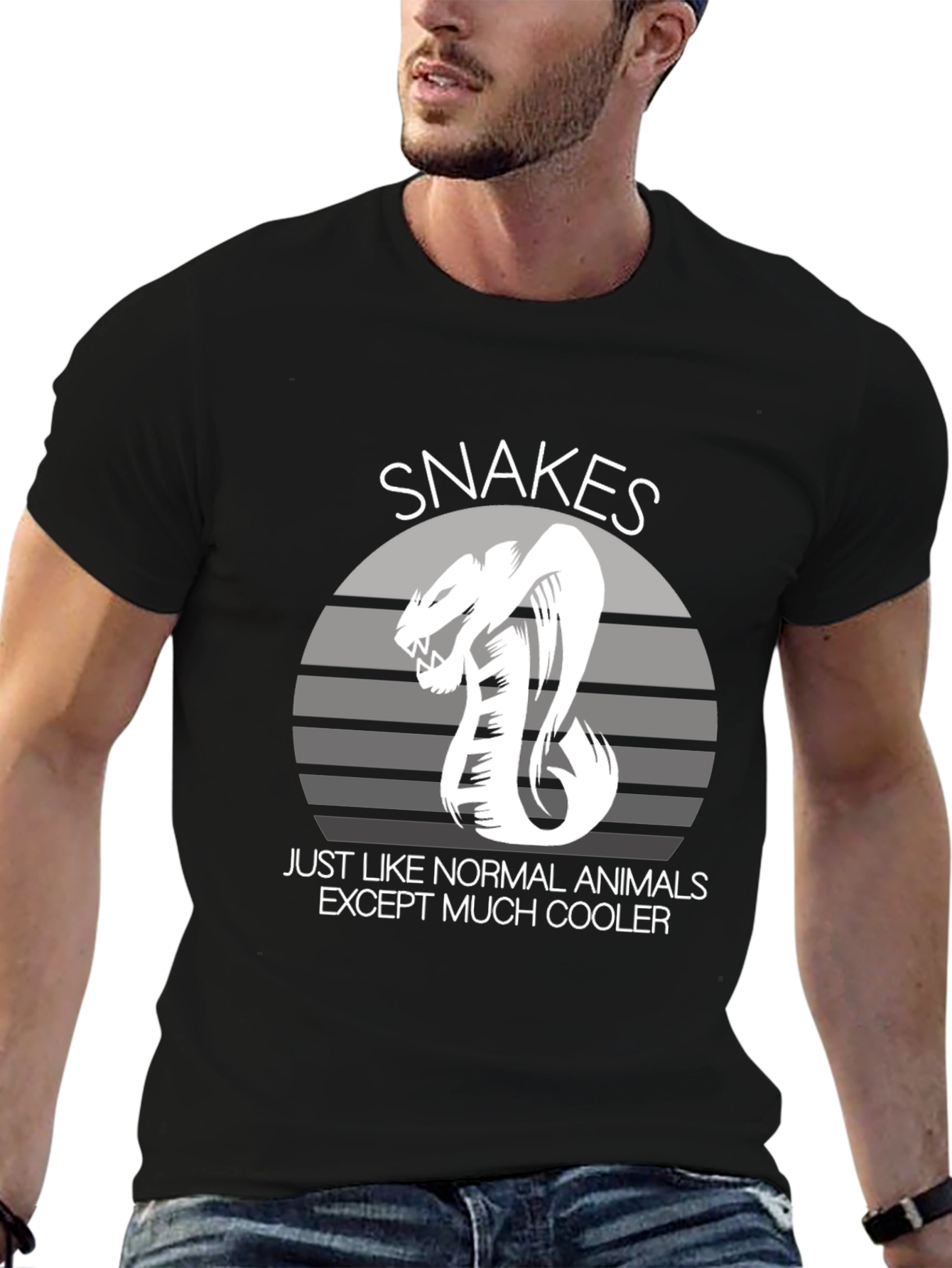 Snakes Cooler Animal Graphic Black T-Shirt