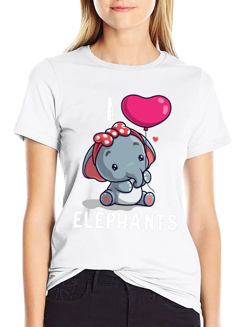 I Love Elephants Cartoon T-Shirt