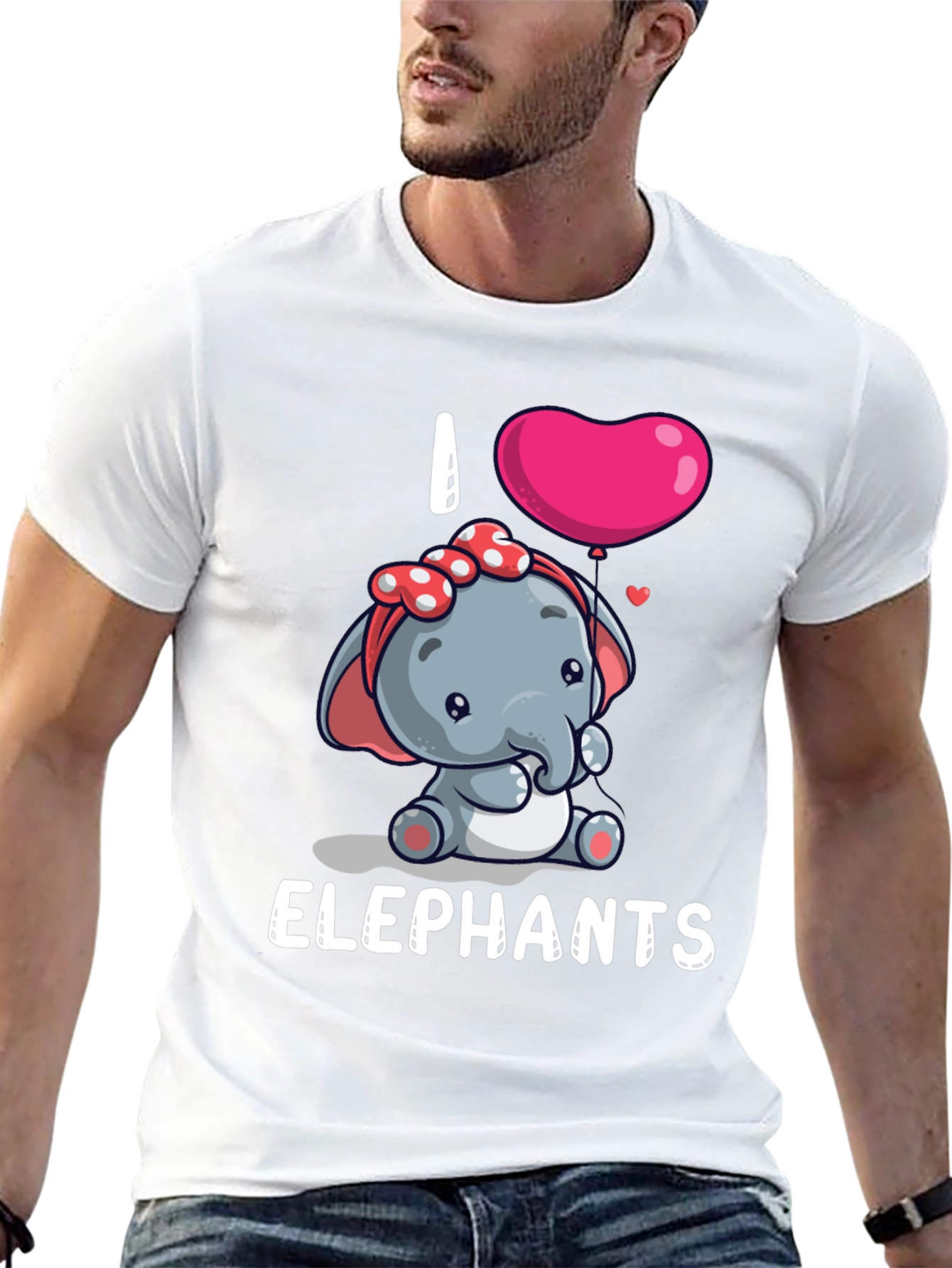 I Love Elephants Cartoon T-Shirt
