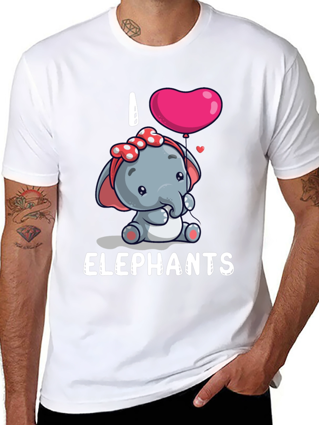 I Love Elephants Cartoon T-Shirt