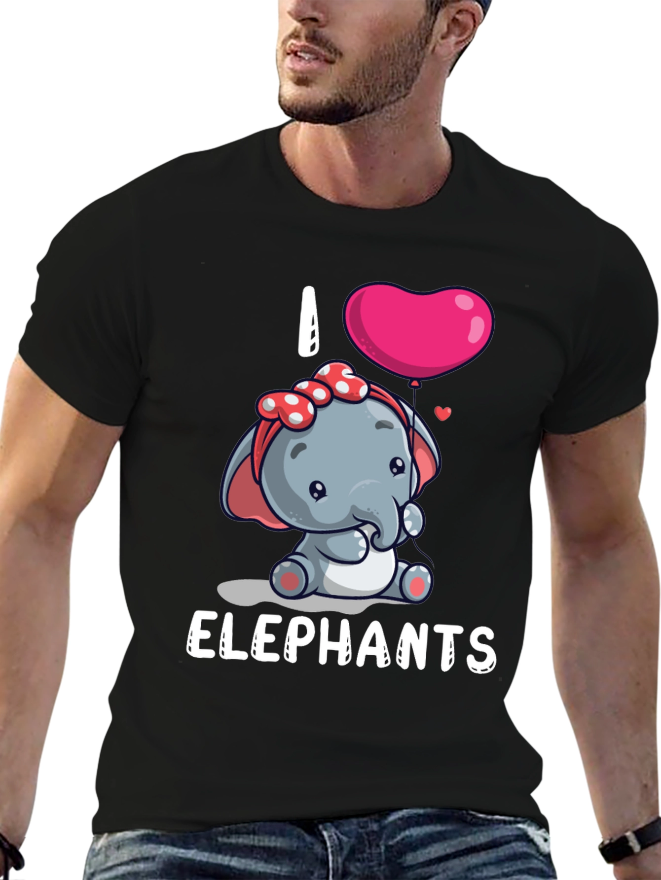 I Love Elephants Cartoon T-Shirt