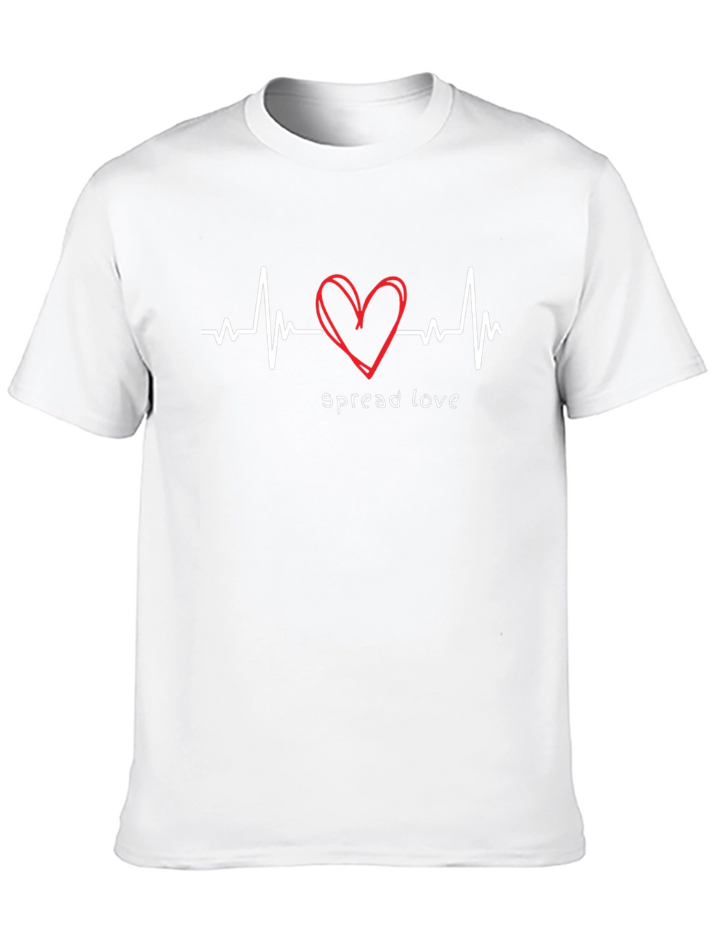 Spread Love Black T-Shirt - Heartbeat Design