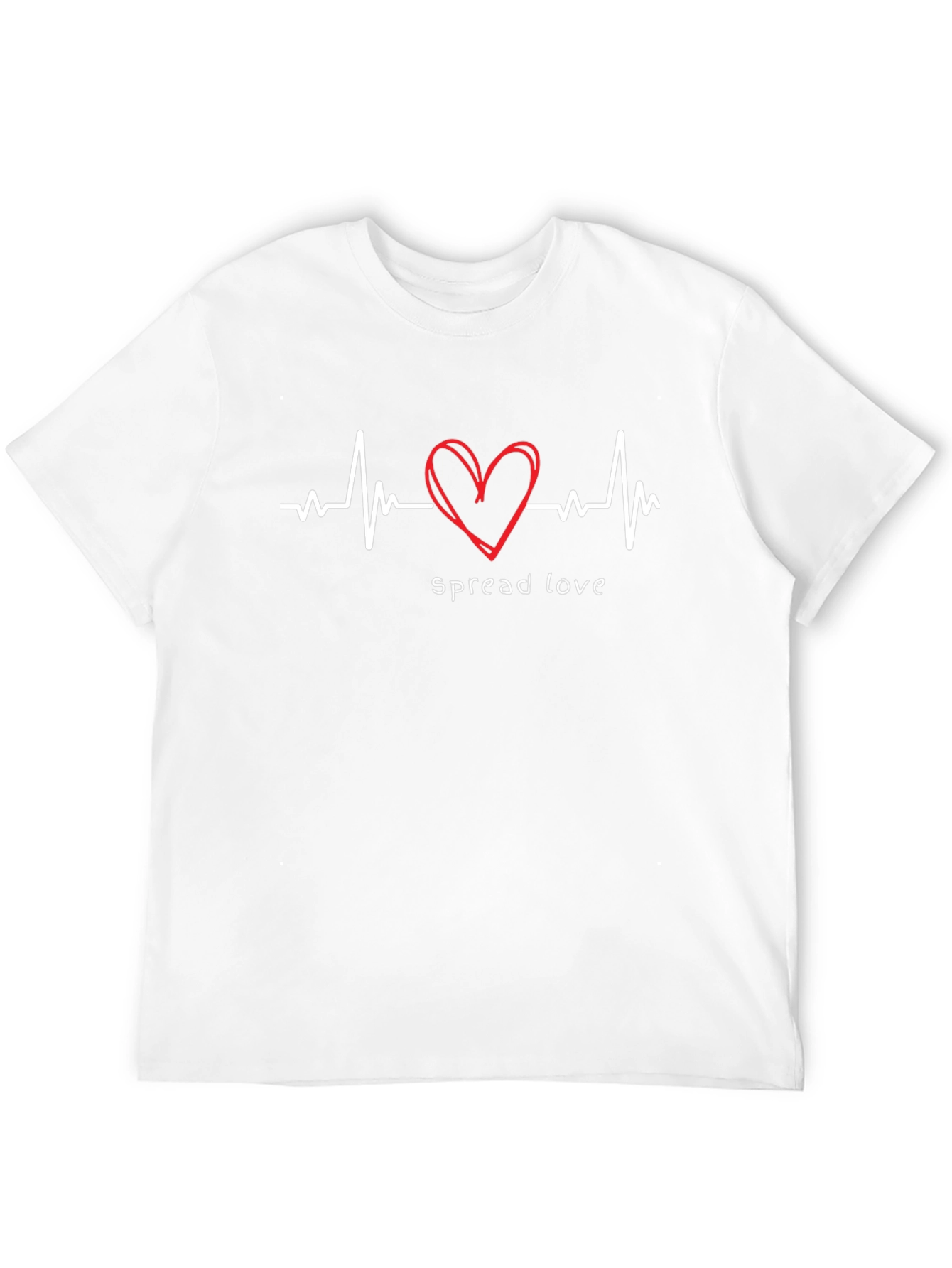Spread Love Black T-Shirt - Heartbeat Design