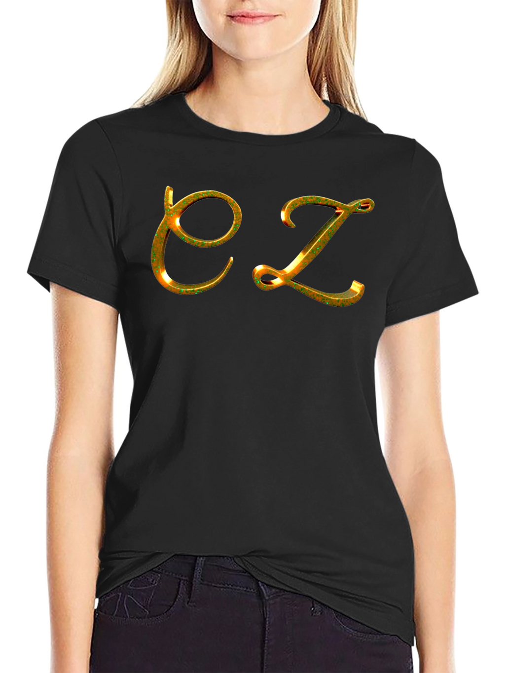 EZ Gold Letter Black Tee