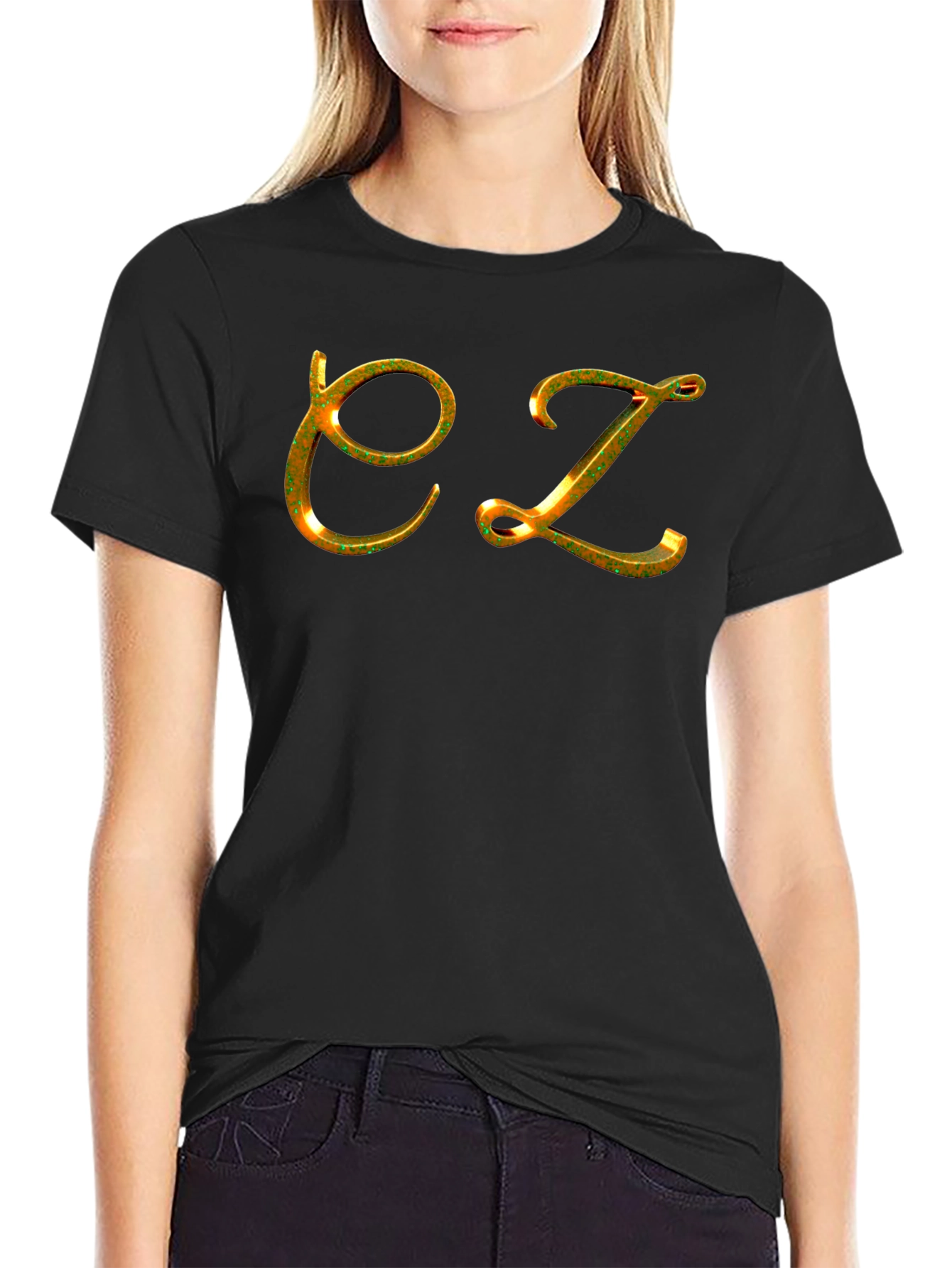 EZ Gold Letter Black Tee