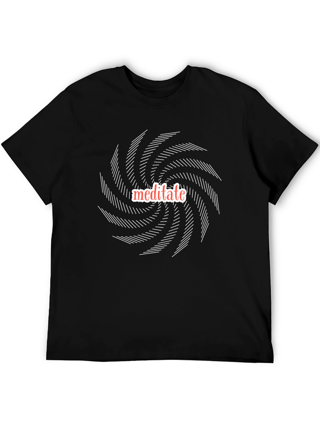 Meditate Graphic Tee - Black Cotton Spiral Design