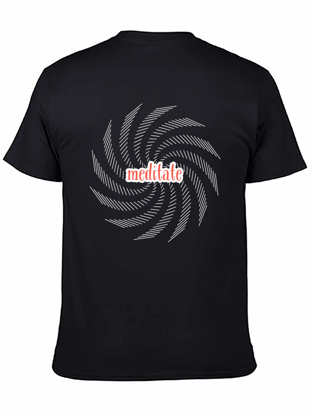 Meditate Graphic Tee - Black Cotton Spiral Design