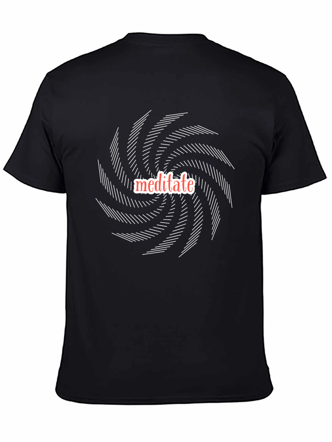 Meditate Graphic Tee - Black Cotton Spiral Design