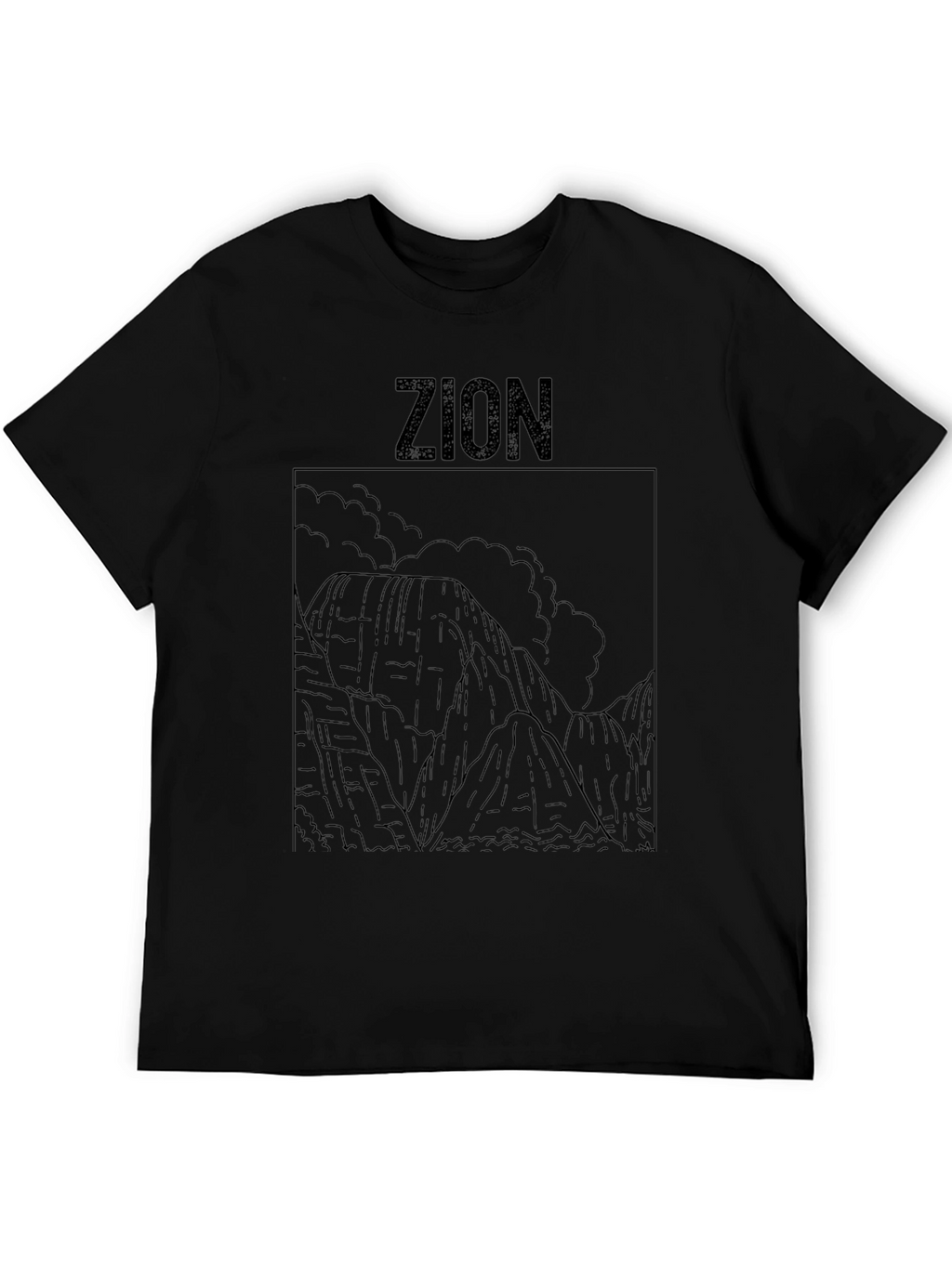 Zion National Park Line Art Black T-Shirt