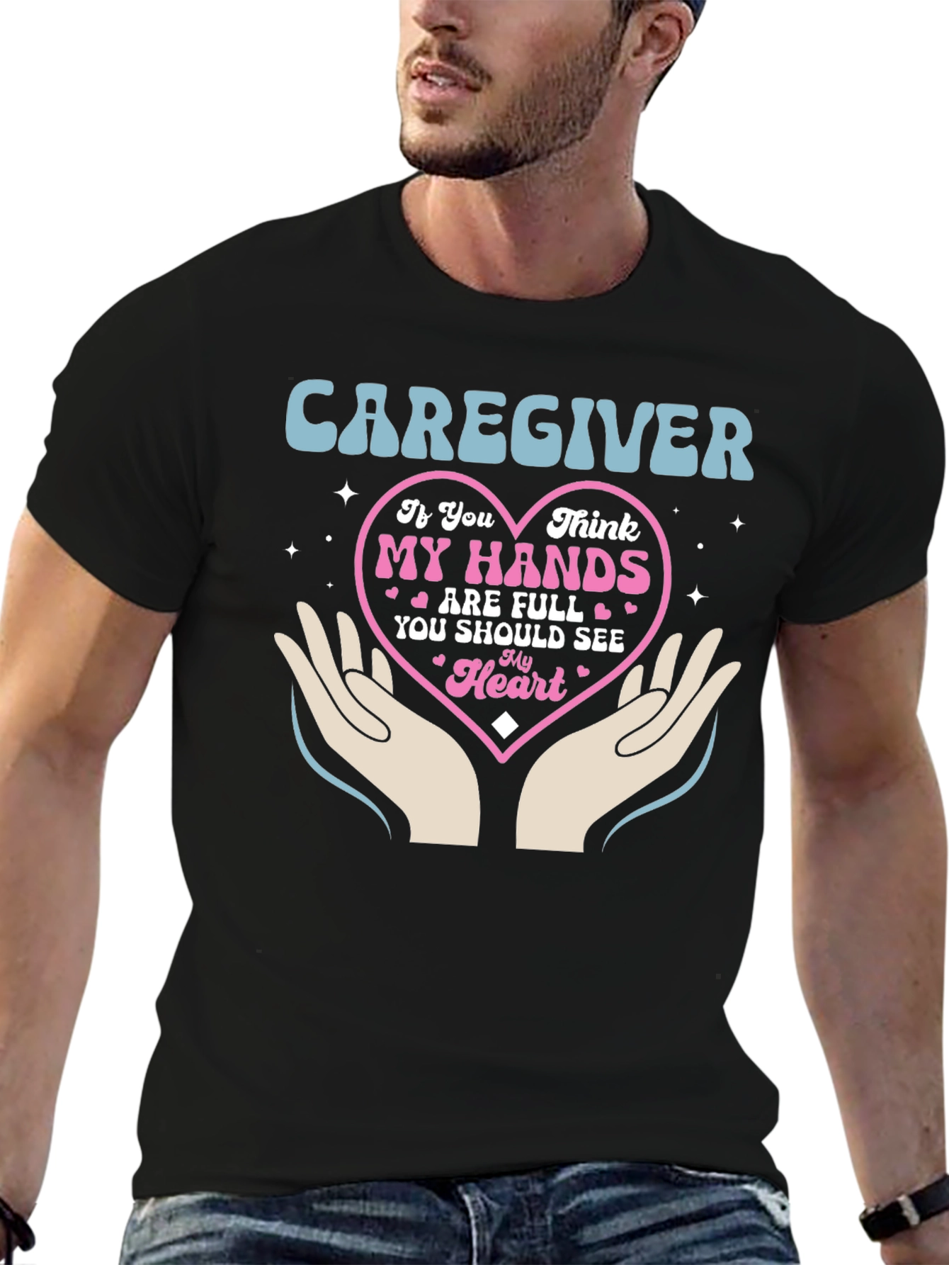 Caregiver Hands and Heart Graphic Tee