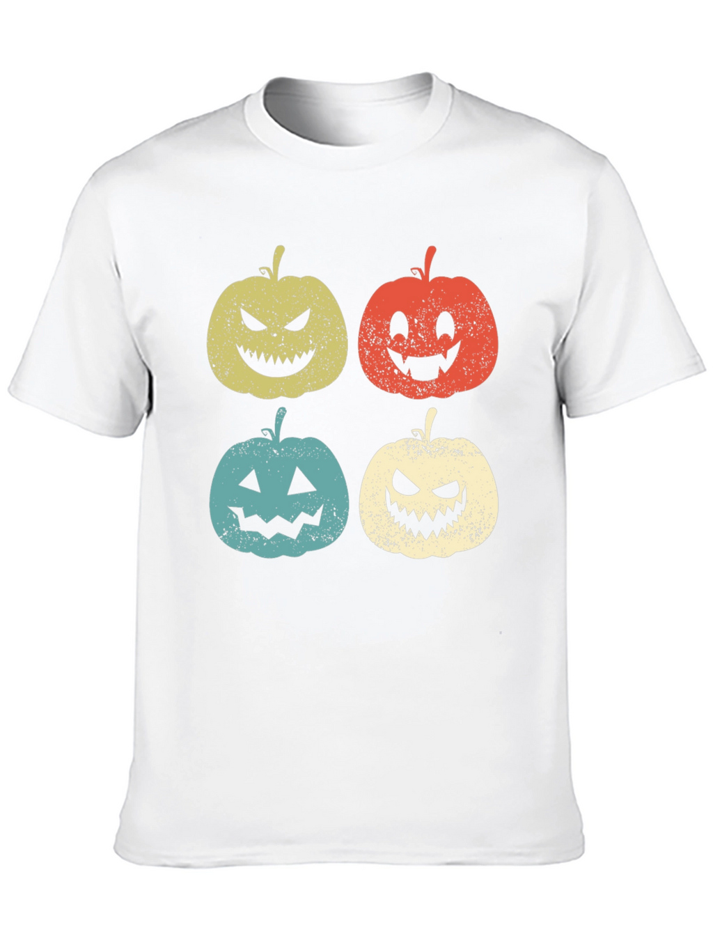 Halloween Pumpkin Faces Graphic Tee - Spooky Season Shirt