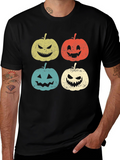 Halloween Pumpkin Faces Graphic Tee - Spooky Season Shirt