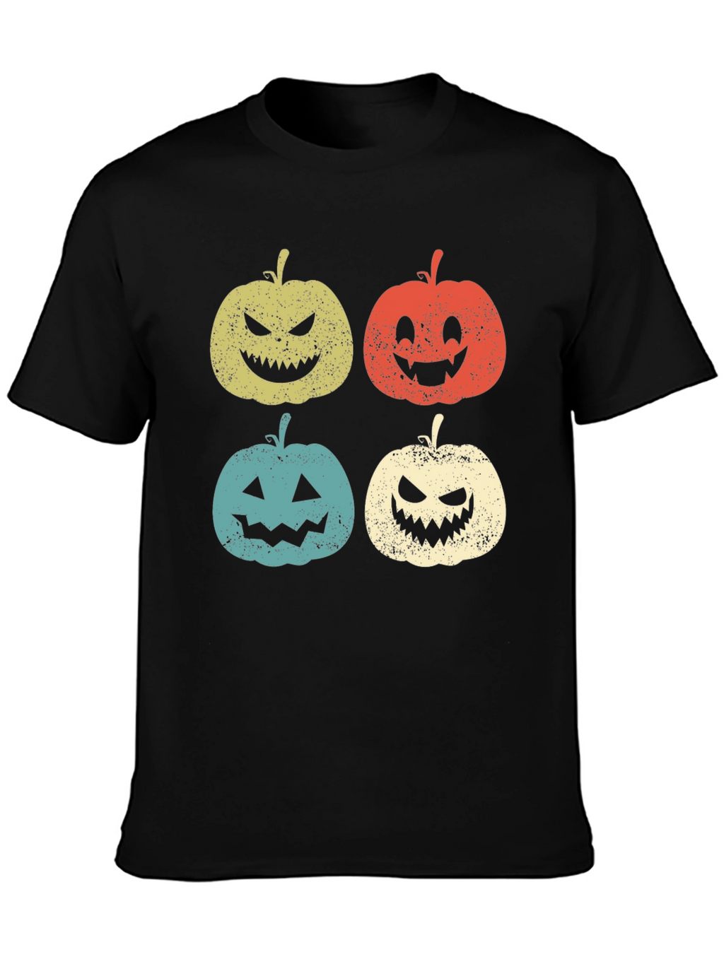 Halloween Pumpkin Faces Graphic Tee - Spooky Season Shirt