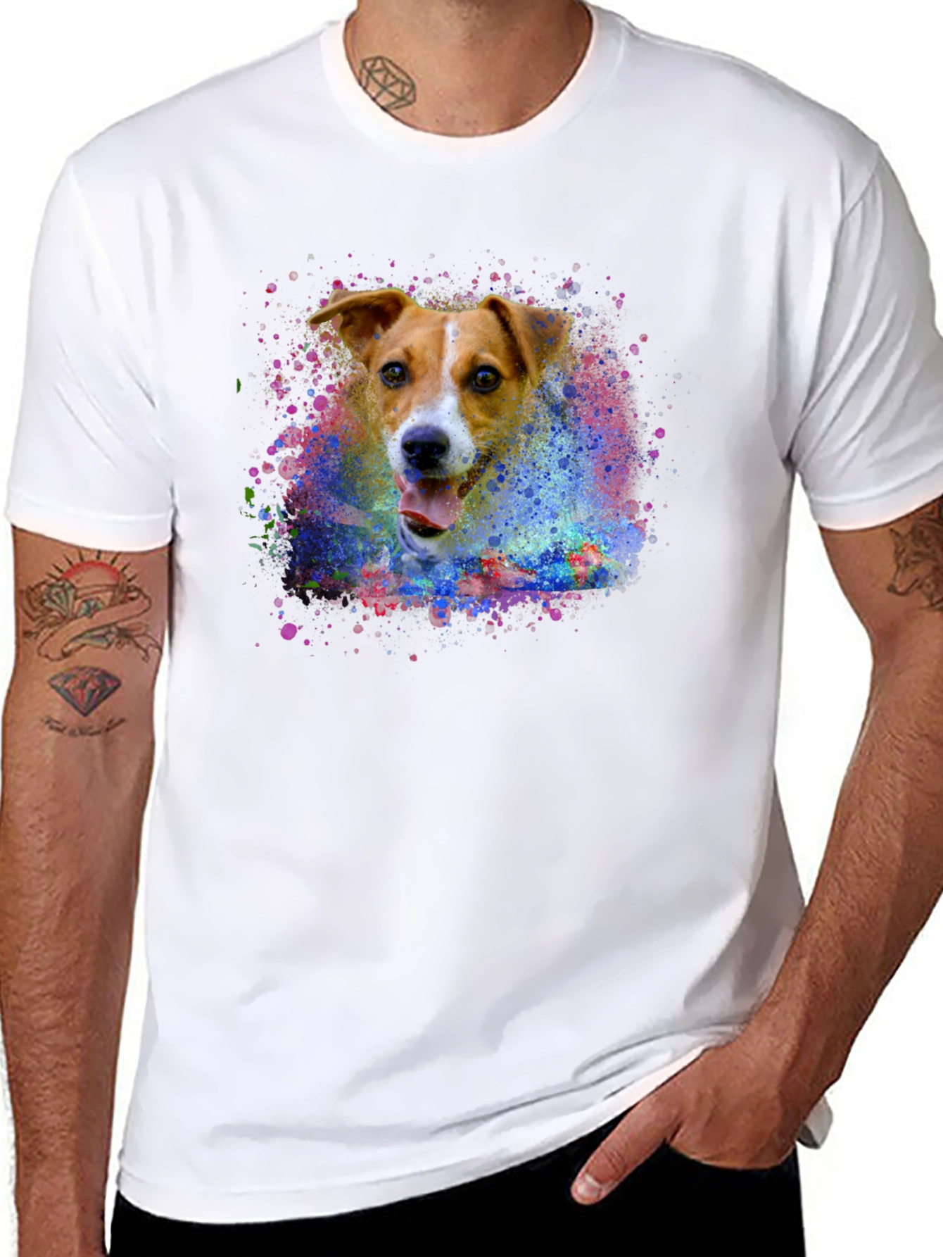 Dog Paint Splatter T-Shirt - Unique Graphic Tee