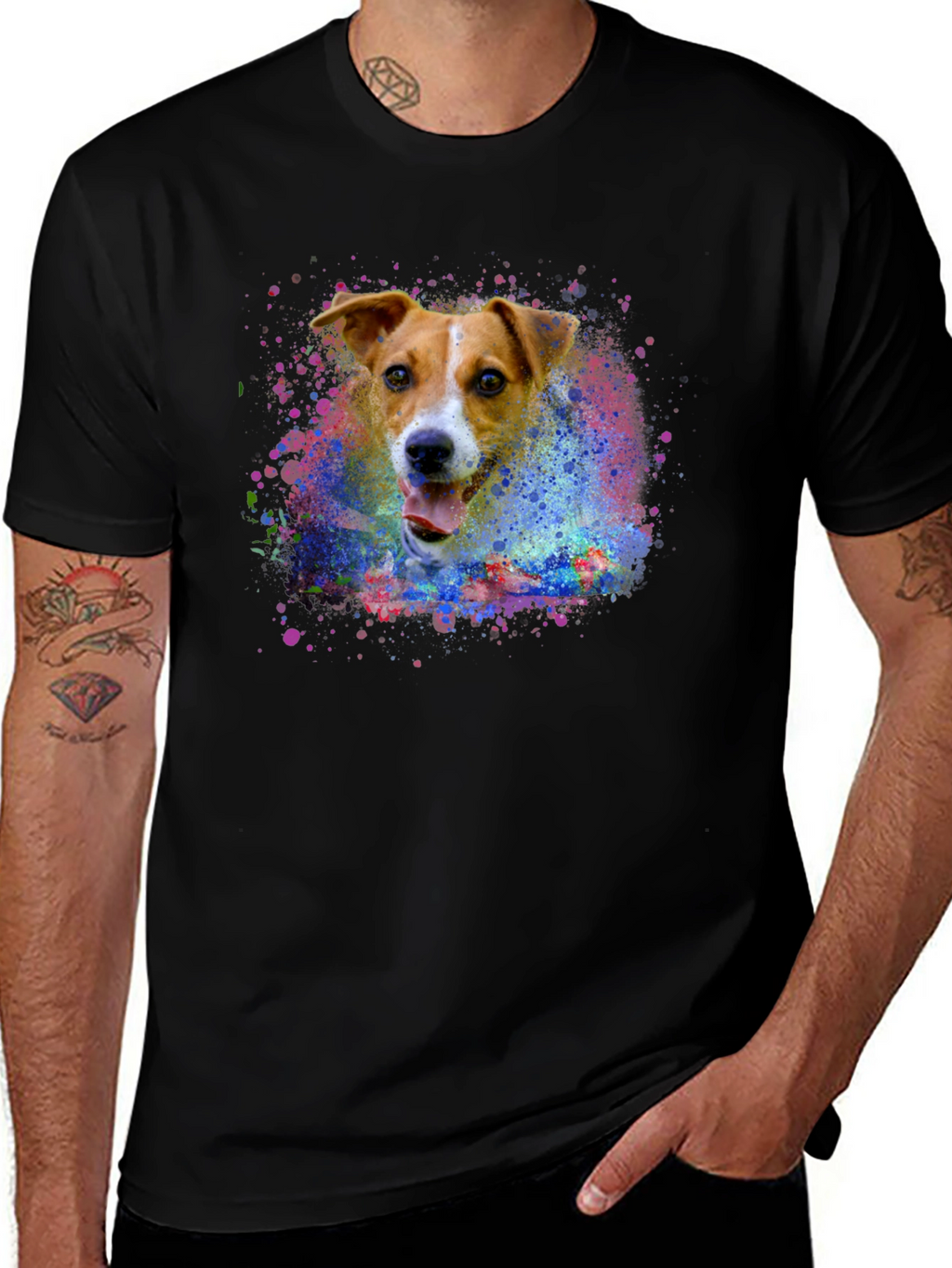 Dog Paint Splatter T-Shirt - Unique Graphic Tee