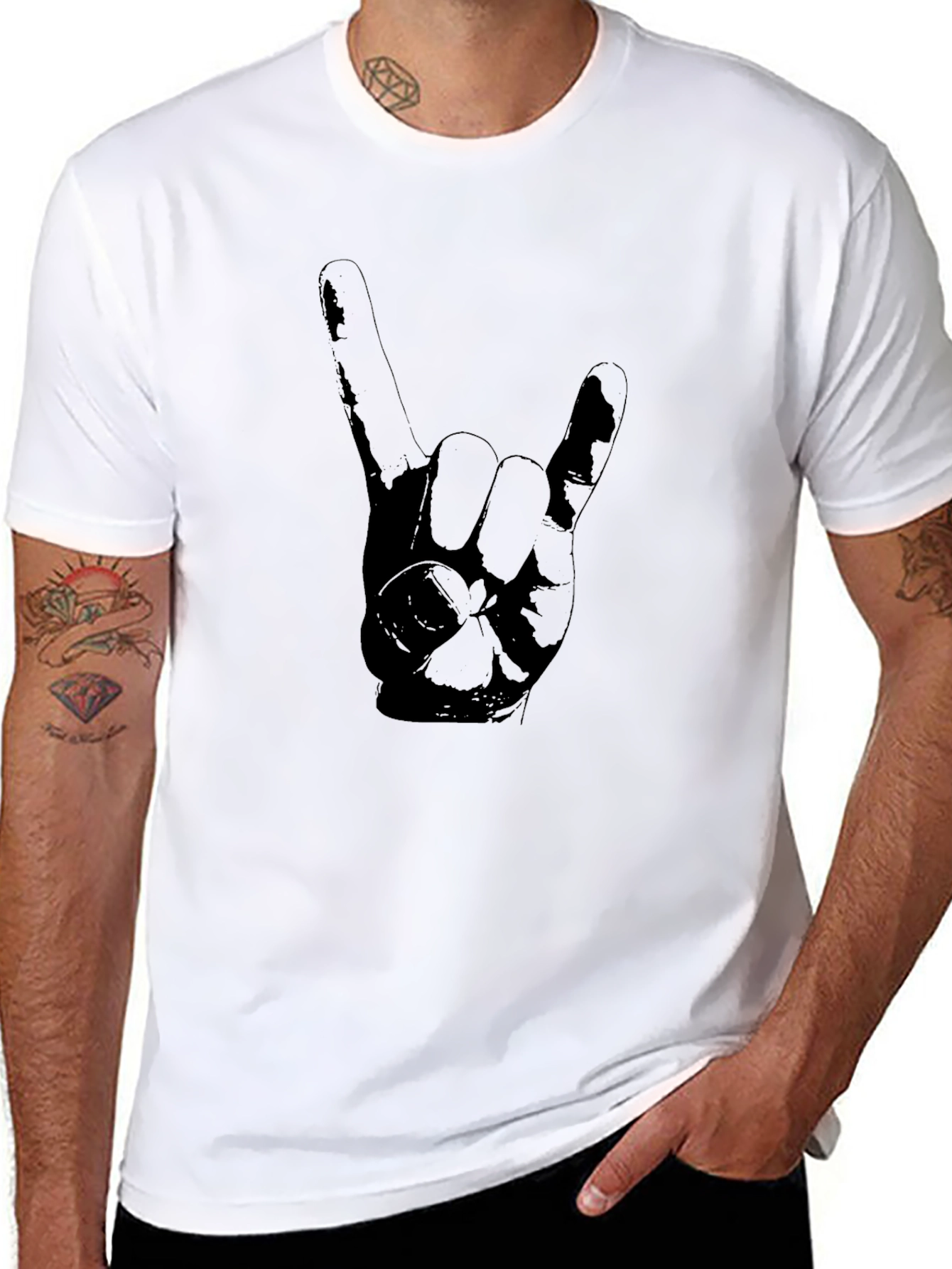 Rock On Hand Gesture Graphic Tee