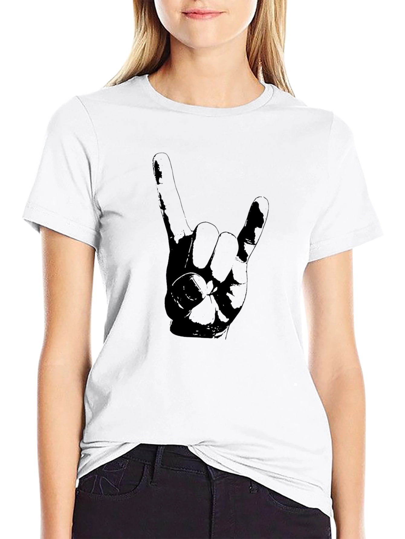 Rock On Hand Gesture Graphic Tee