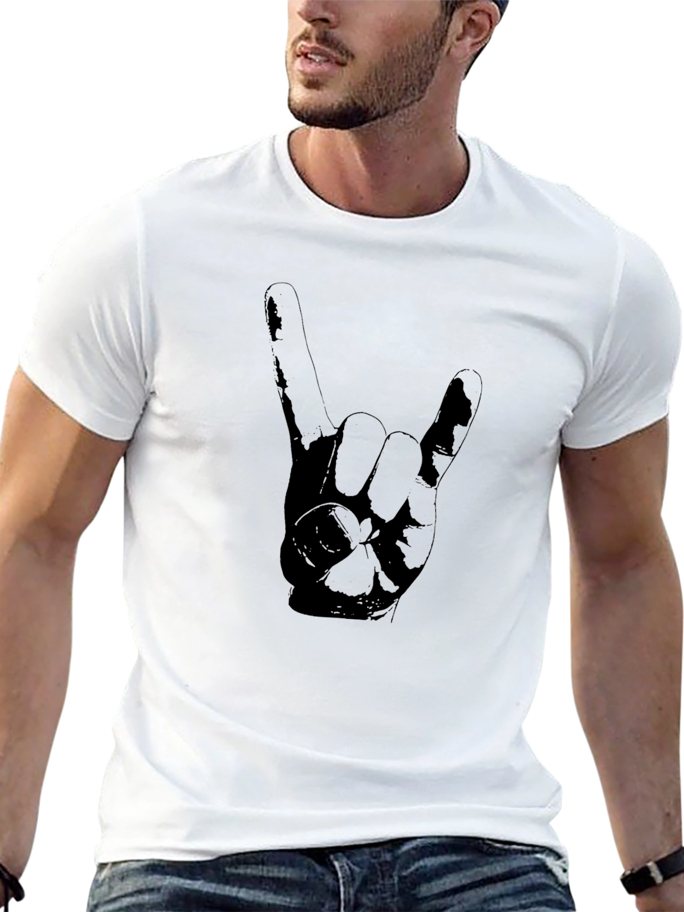 Rock On Hand Gesture Graphic Tee