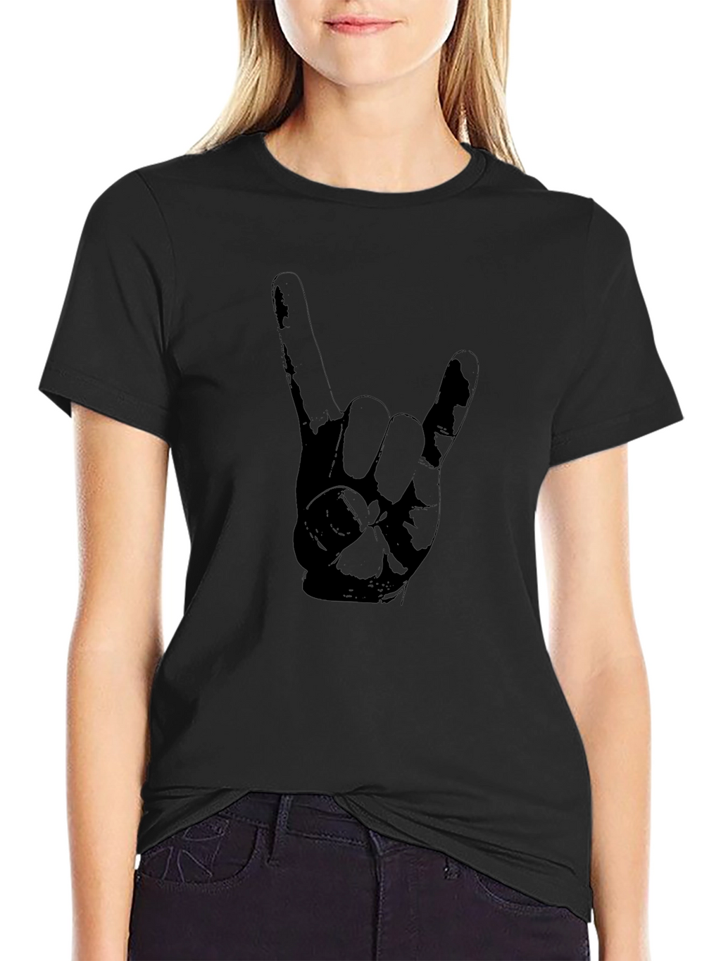 Rock On Hand Gesture Graphic Tee