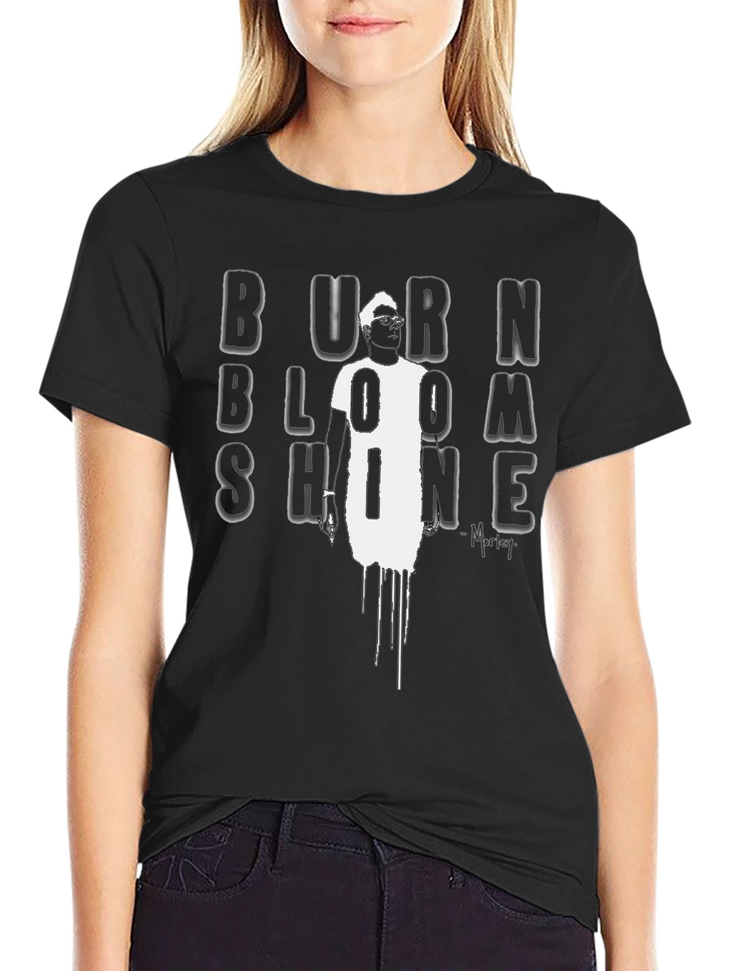 Burn Bloom Shine Black Graphic Tee