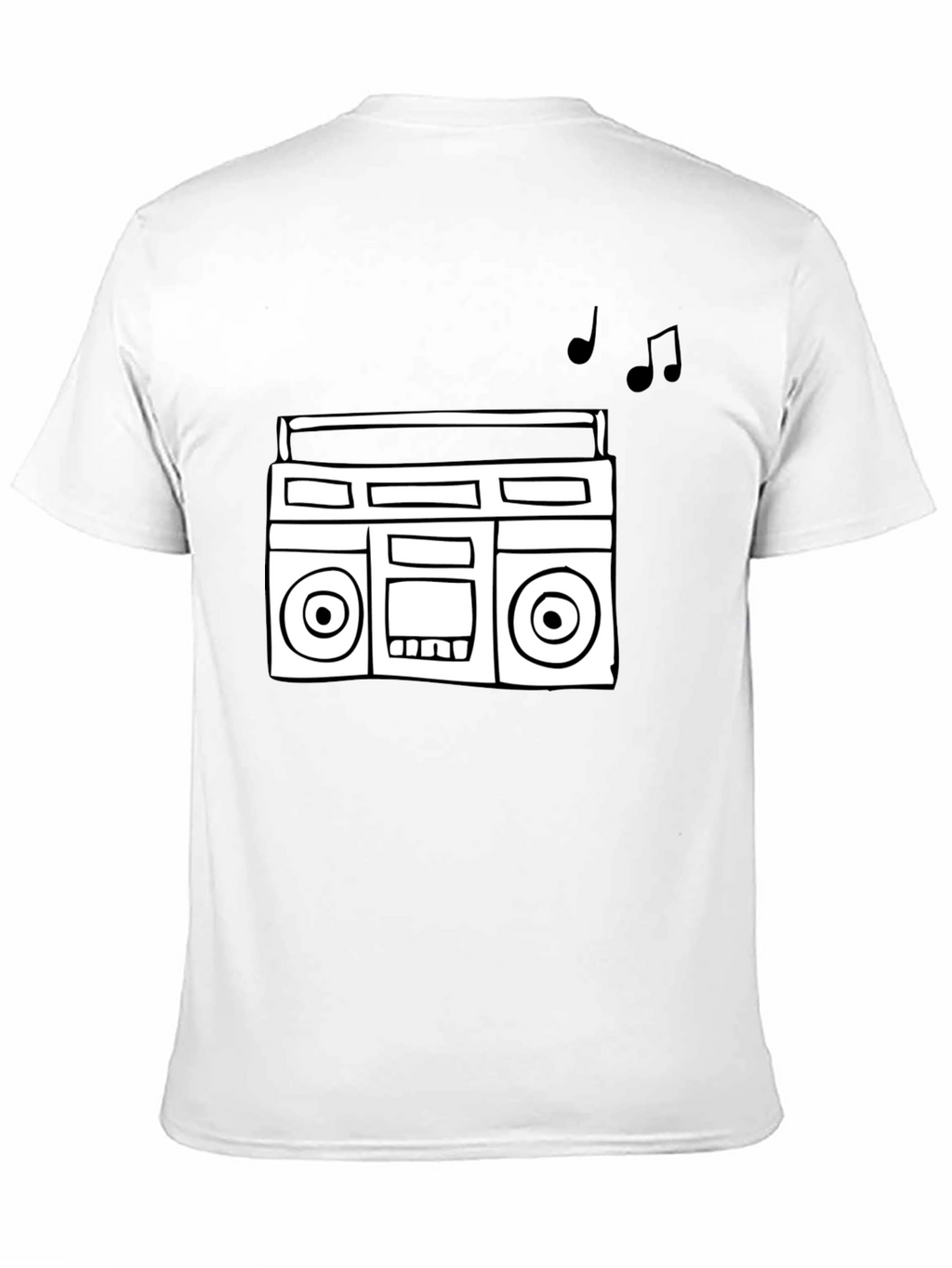 Retro Boombox Graphic Tee - Black Cotton T-Shirt