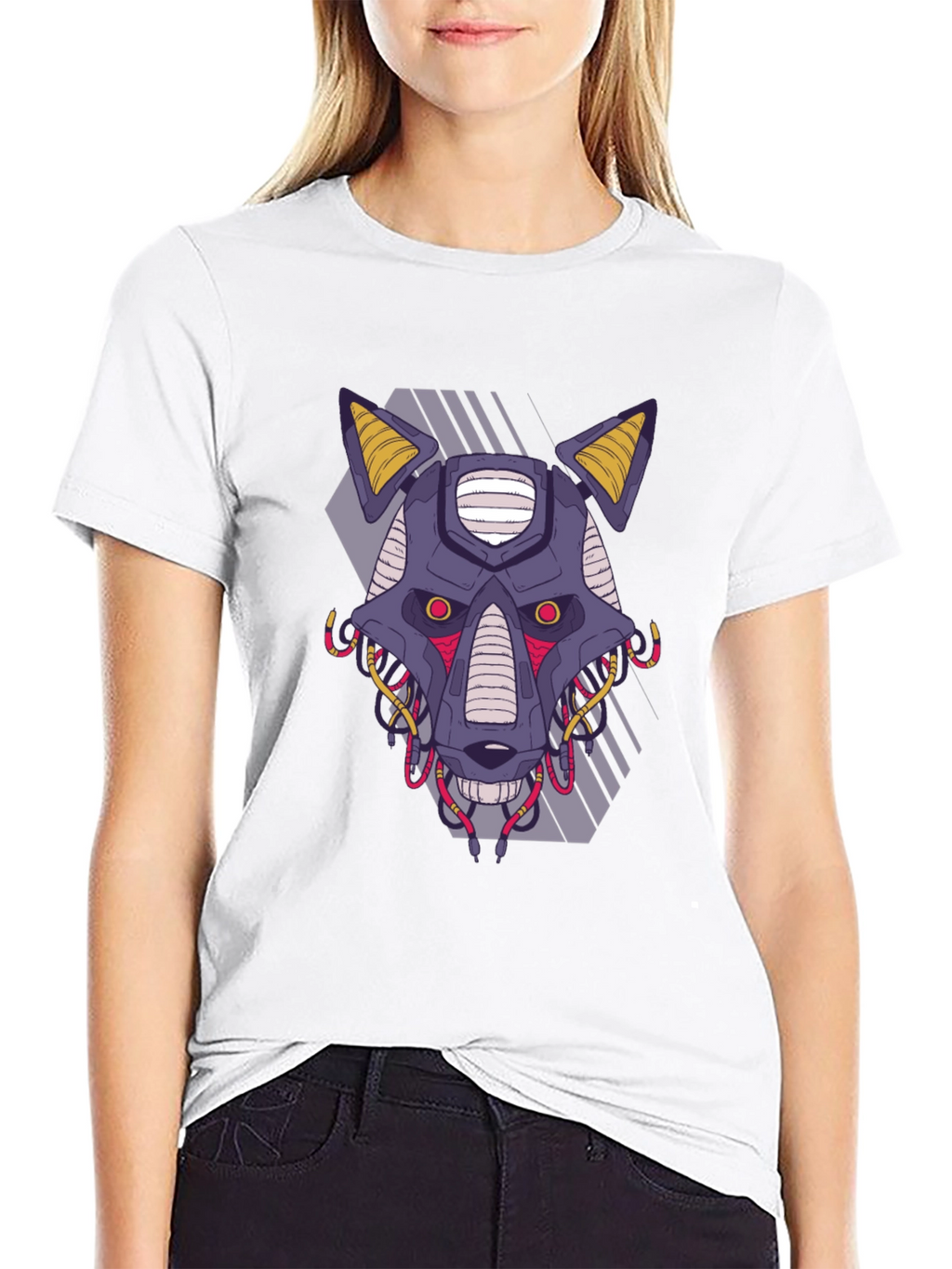 Cyberpunk Robot Dog Graphic Tee - Black