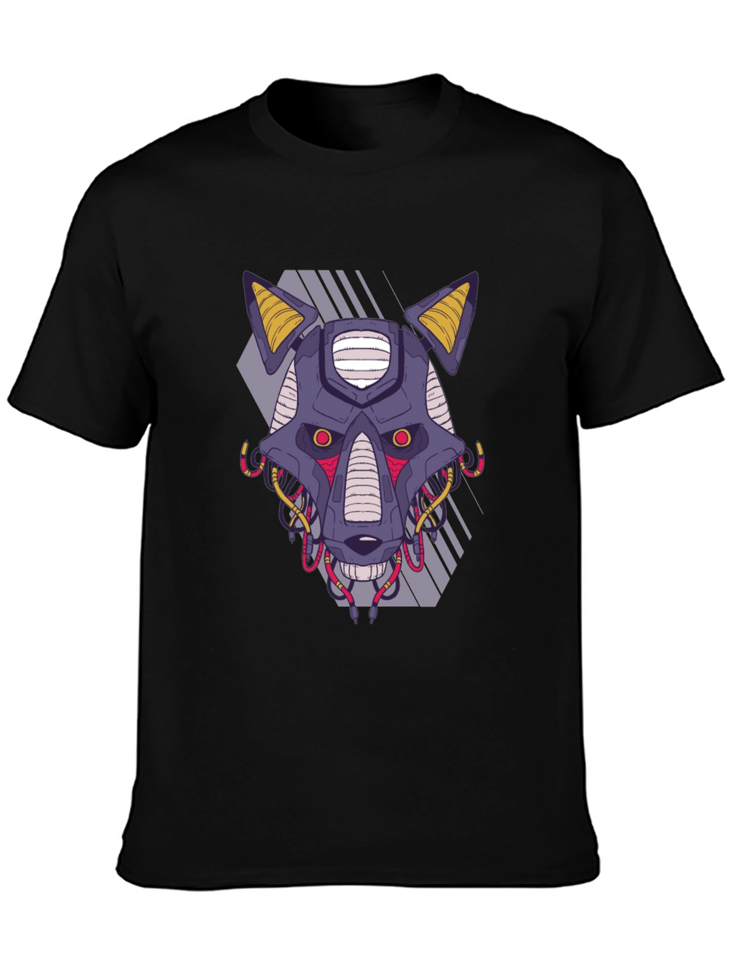 Cyberpunk Robot Dog Graphic Tee - Black