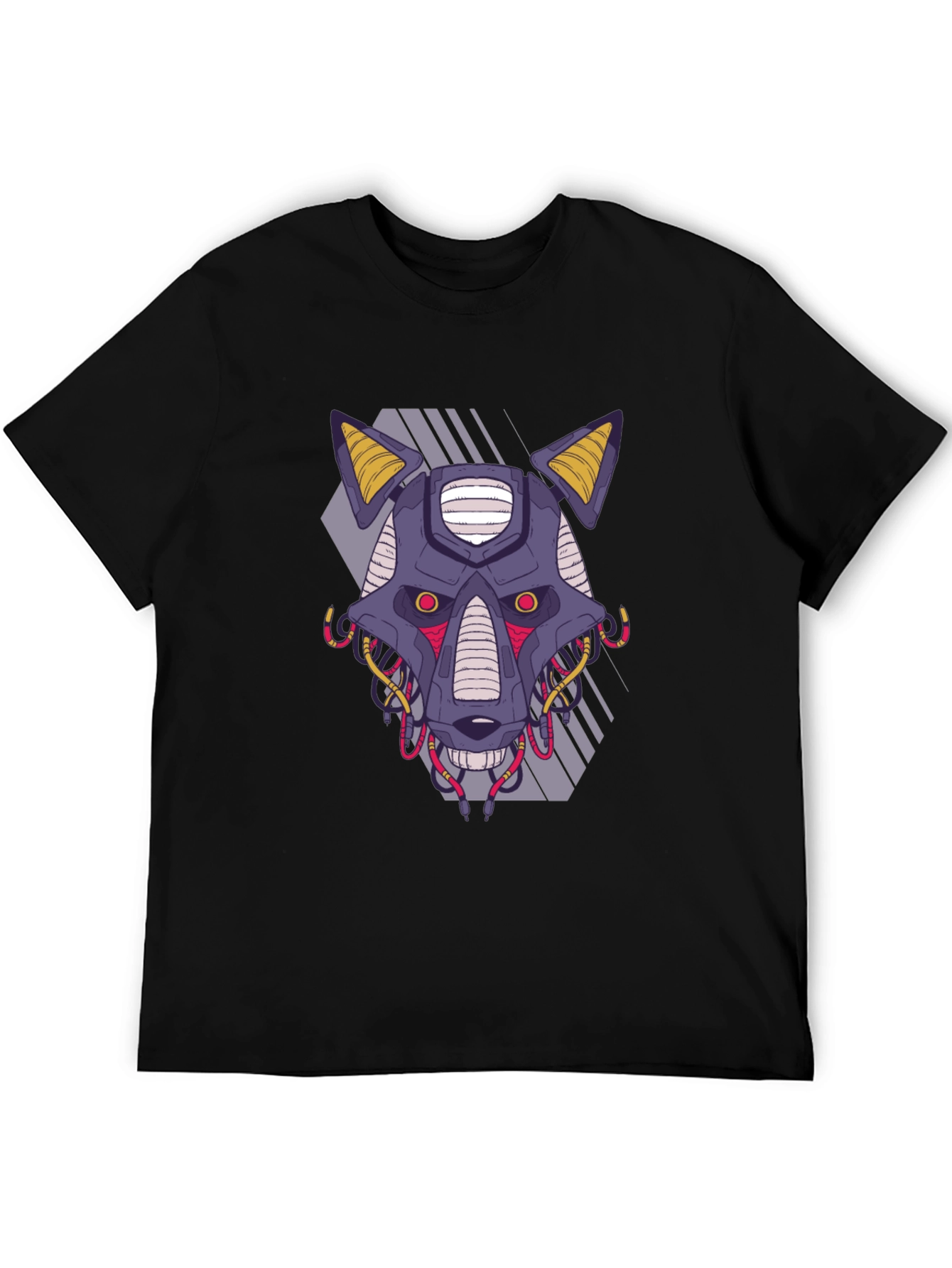 Cyberpunk Robot Dog Graphic Tee - Black