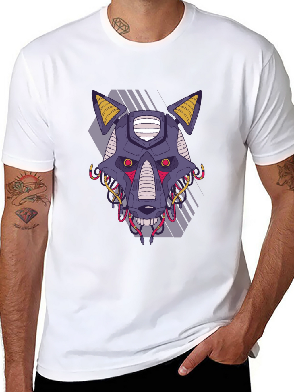 Cyberpunk Robot Dog Graphic Tee - Black