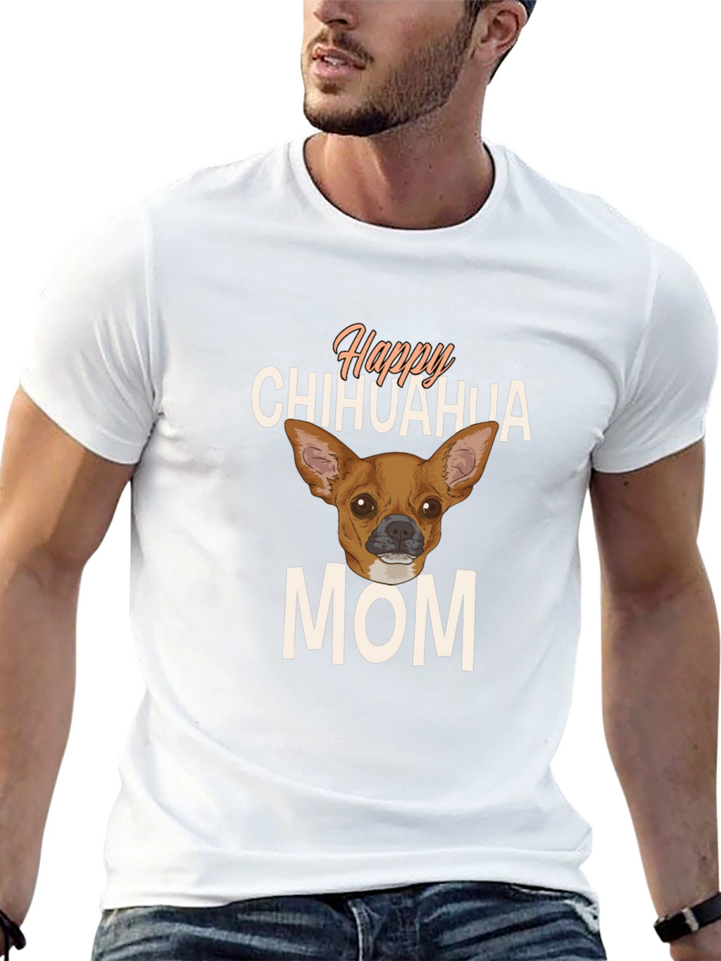 Happy Chihuahua Mom Black T-Shirt