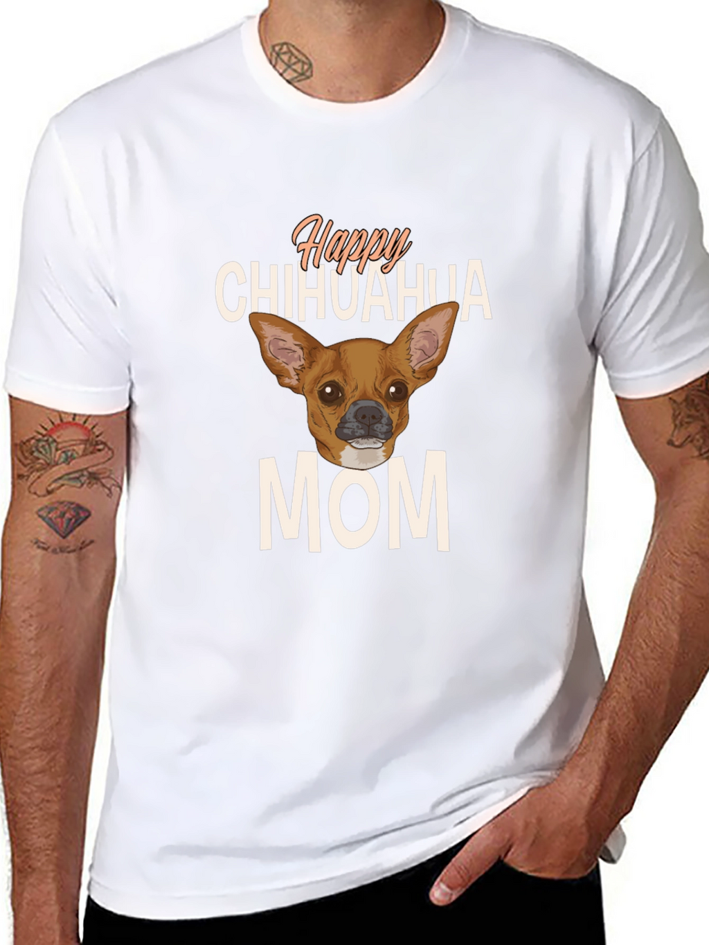 Happy Chihuahua Mom Black T-Shirt