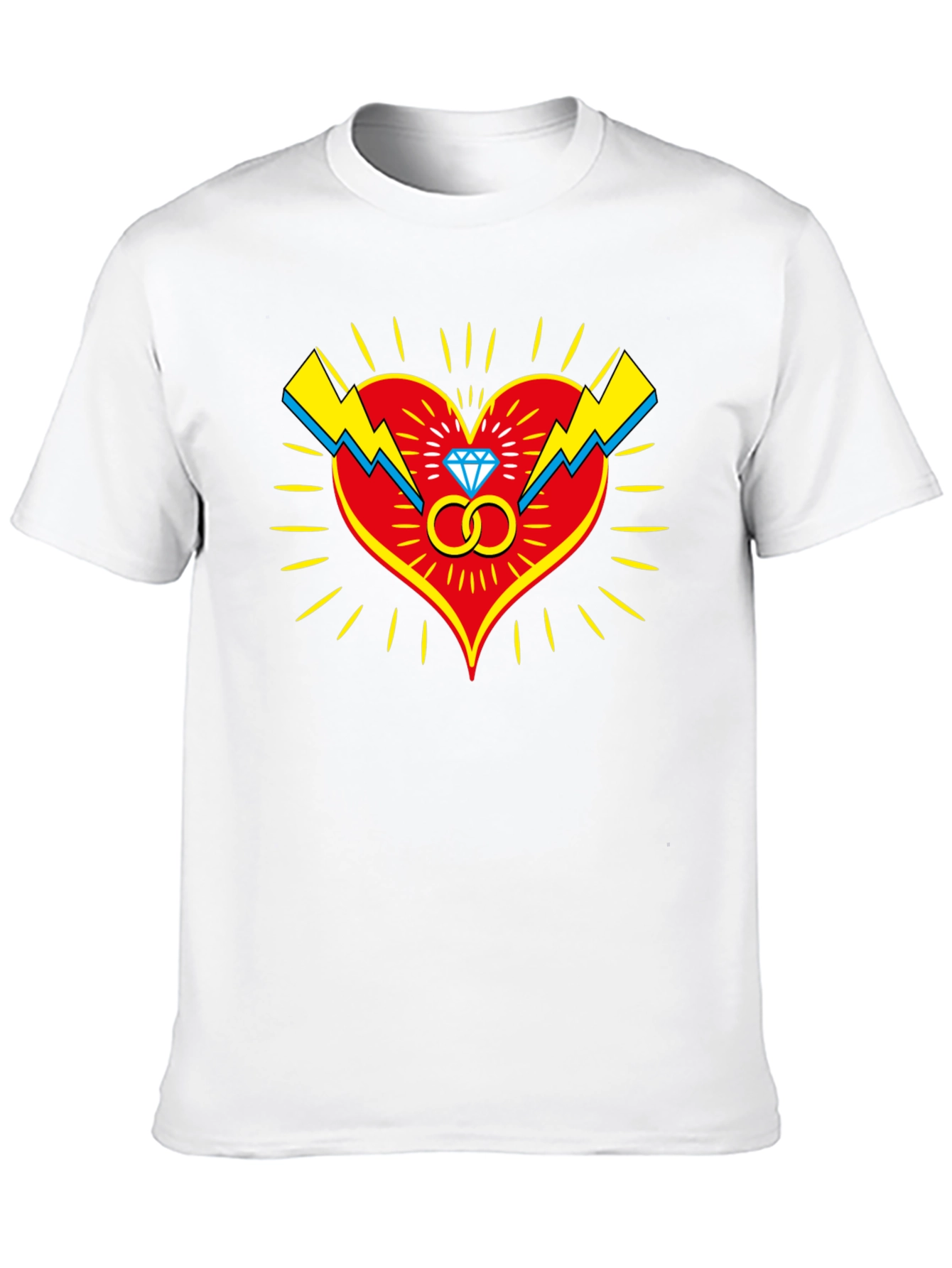 Heart & Rings Graphic Tee - Stylish Black T-Shirt