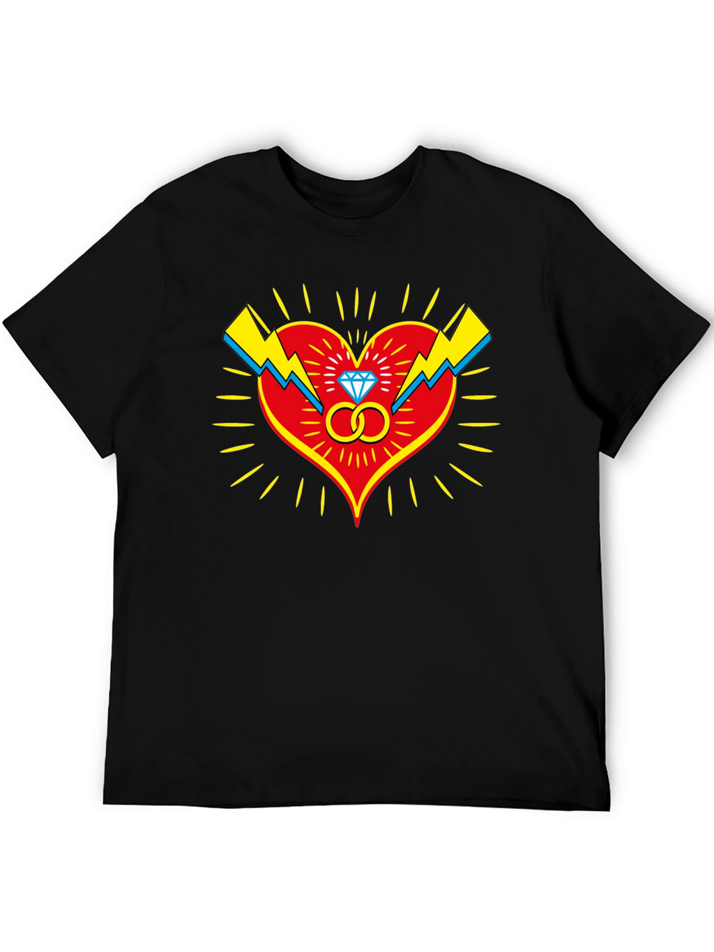 Heart & Rings Graphic Tee - Stylish Black T-Shirt