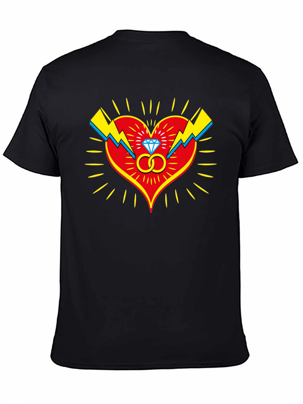 Heart & Rings Graphic Tee - Stylish Black T-Shirt