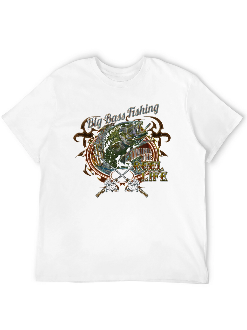 Big Bass Fishing Reel Life Graphic Tee - Black