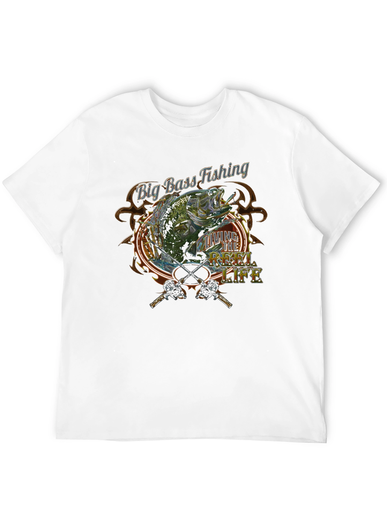 Big Bass Fishing Reel Life Graphic Tee - Black