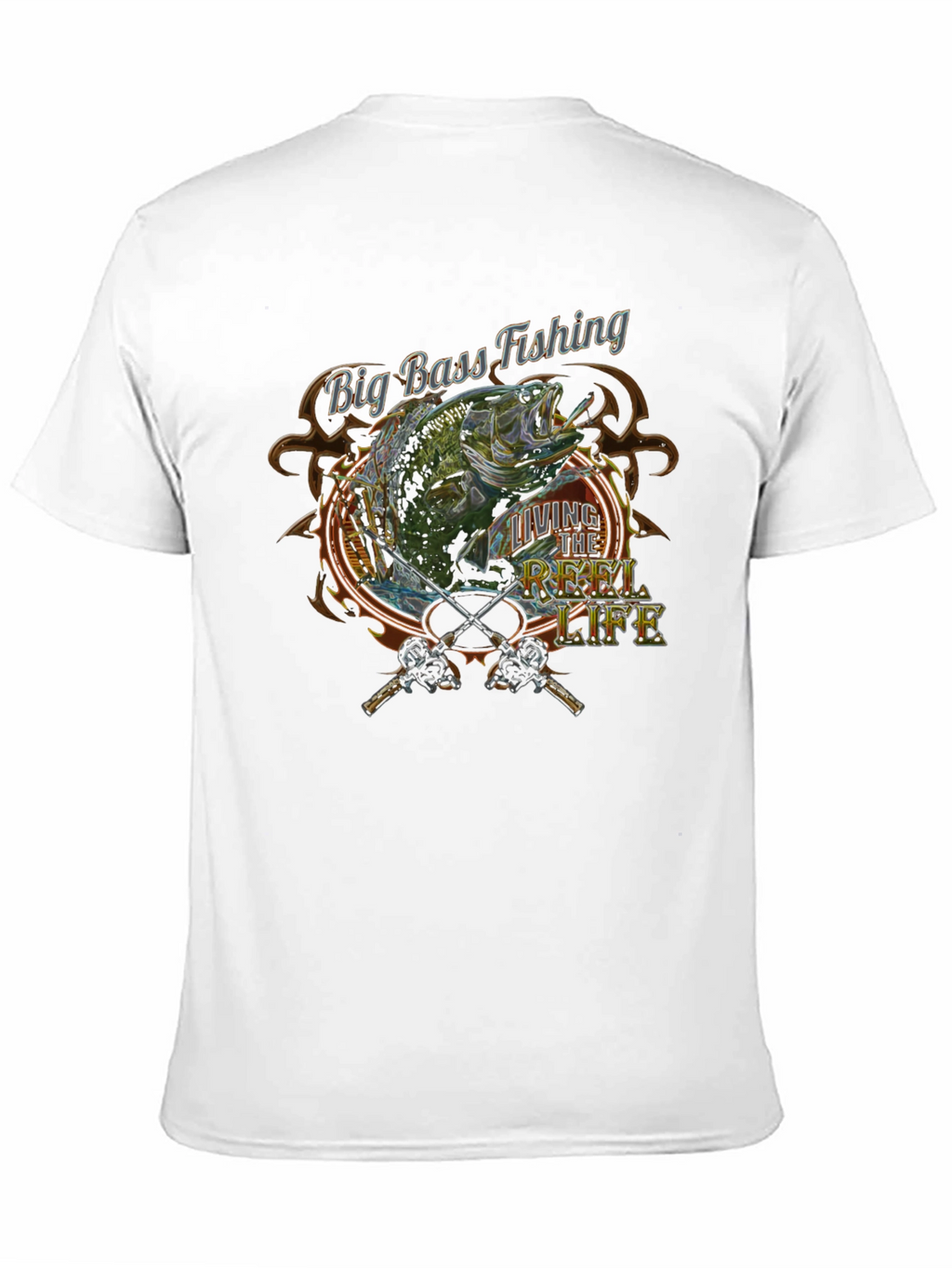 Big Bass Fishing Reel Life Graphic Tee - Black