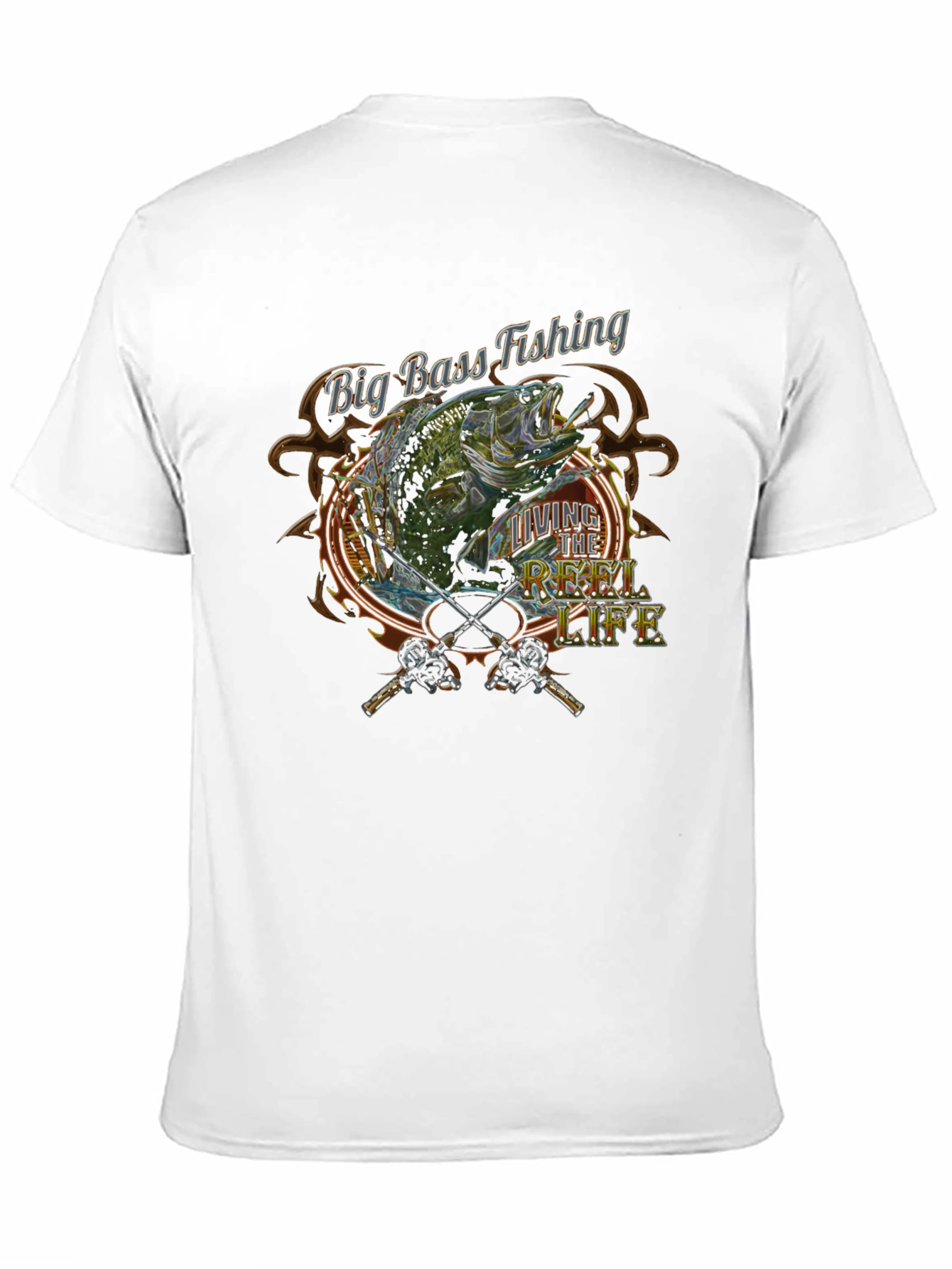 Big Bass Fishing Reel Life Graphic Tee - Black