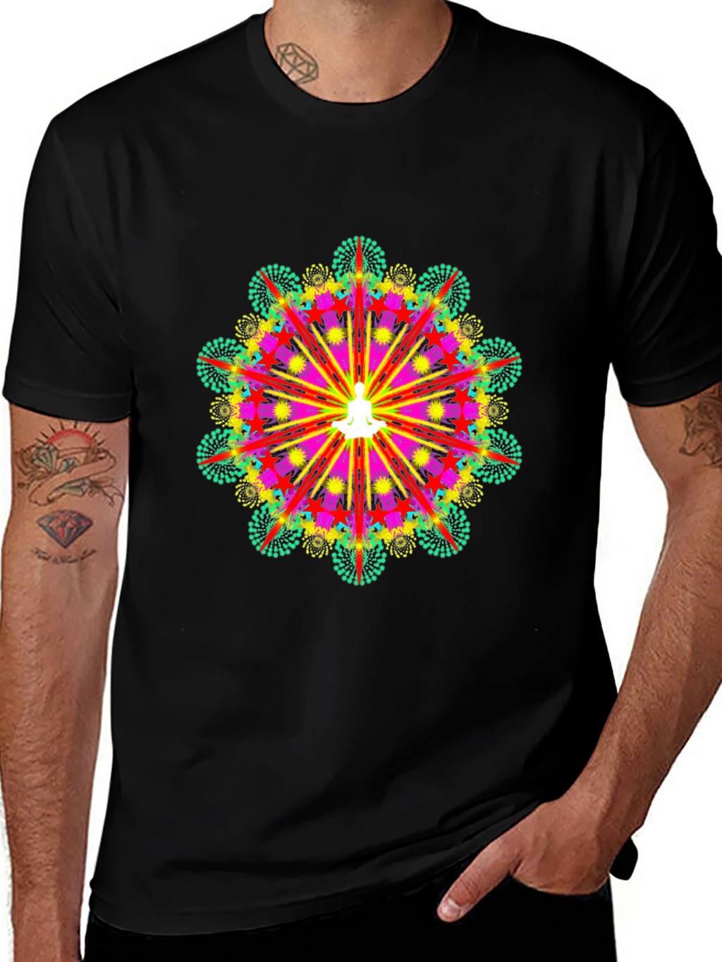 Mandala Design Black T-Shirt