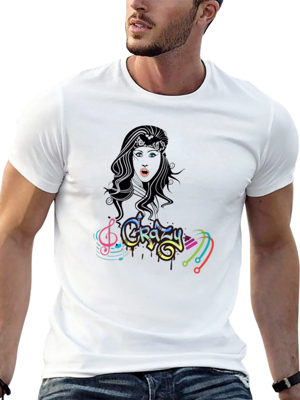 Crazy Music Black T-Shirt for Men
