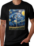 Starry Night Wind Turbine Graphic Tee