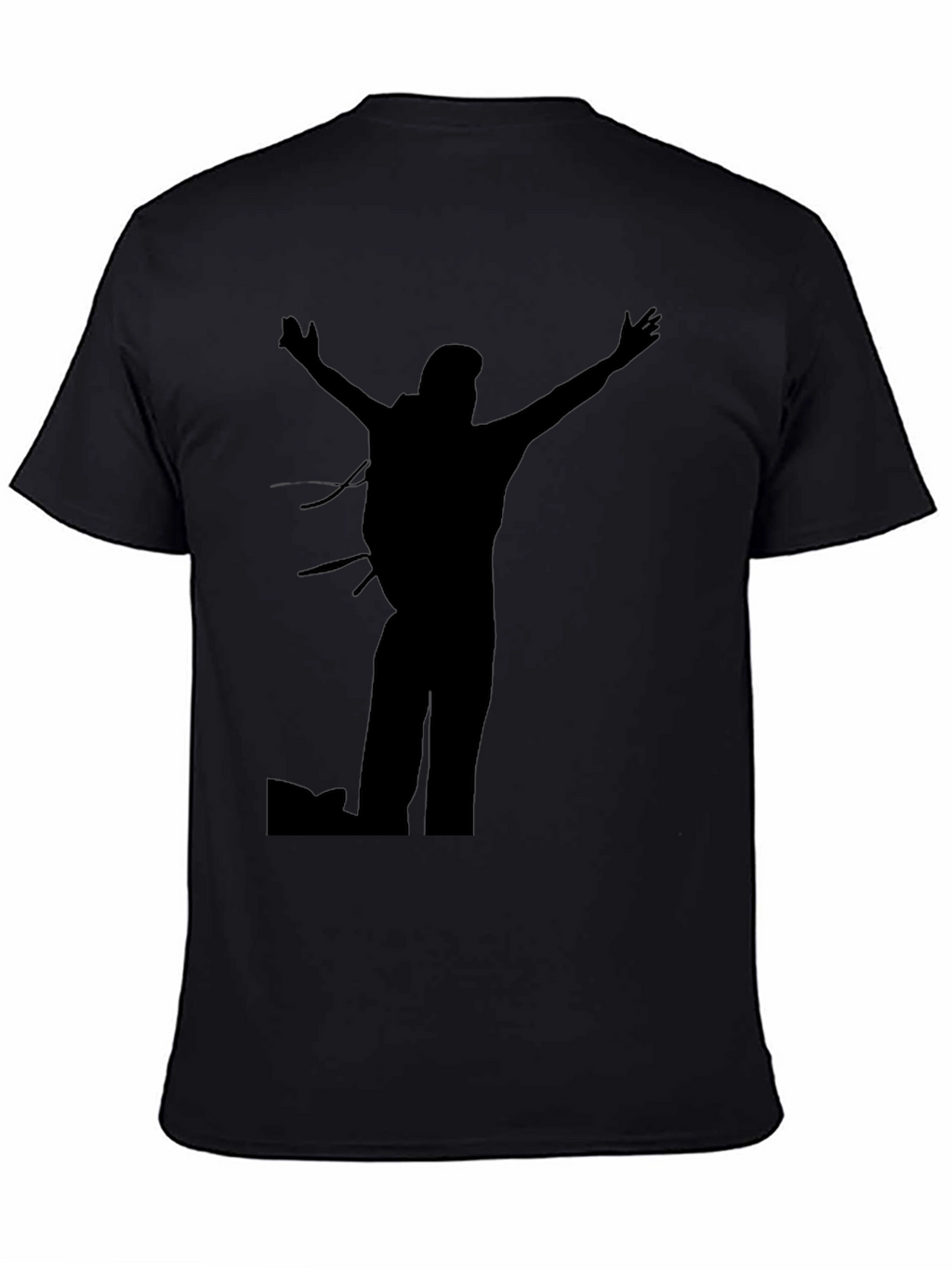 Black T-Shirt with Hiker Silhouette Graphic