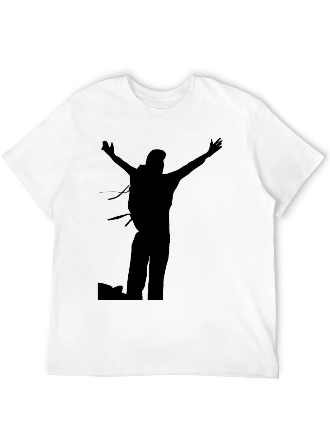 Black T-Shirt with Hiker Silhouette Graphic